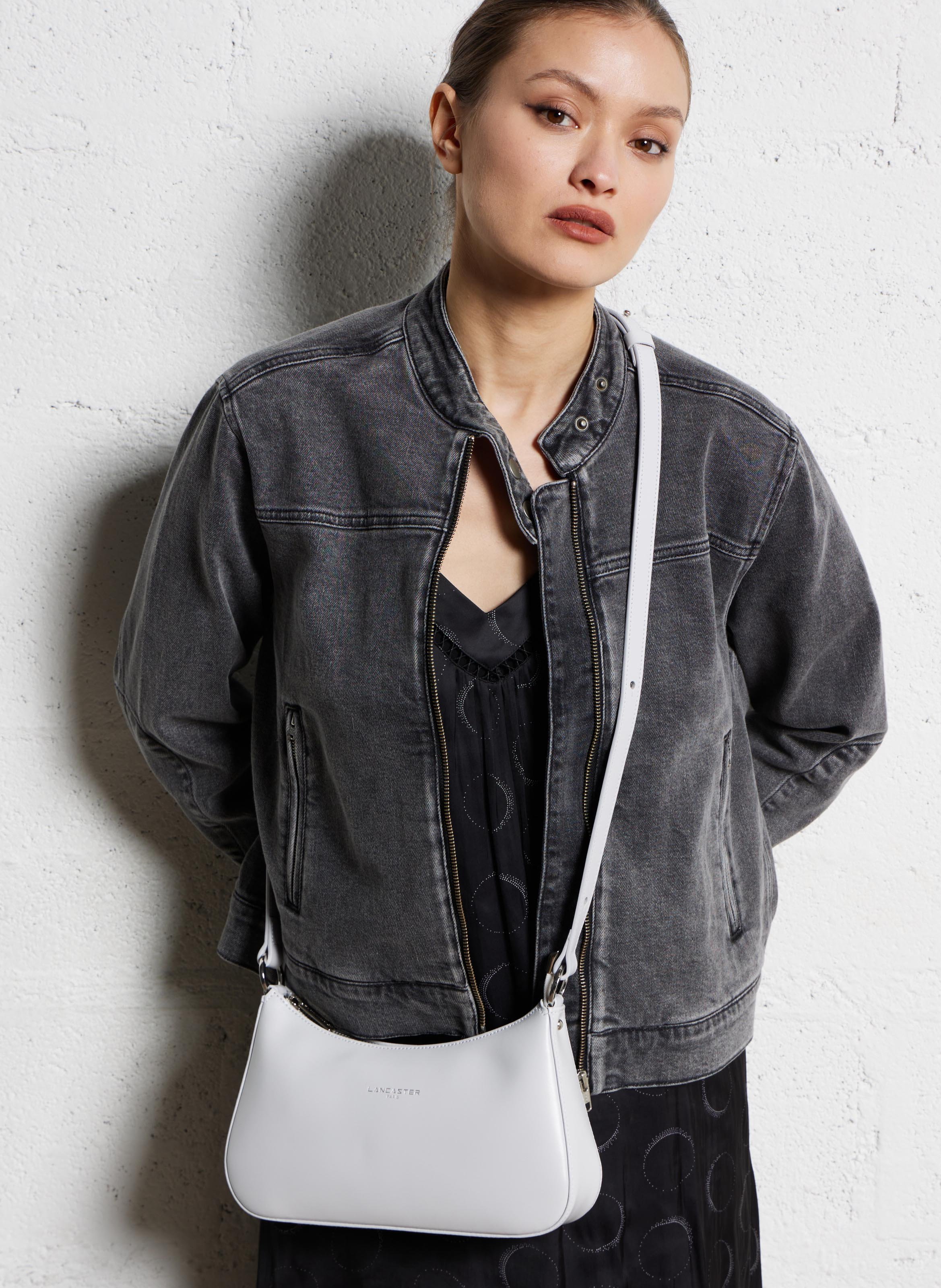 Smooth leather baguette bag LANCASTER PARIS Grey