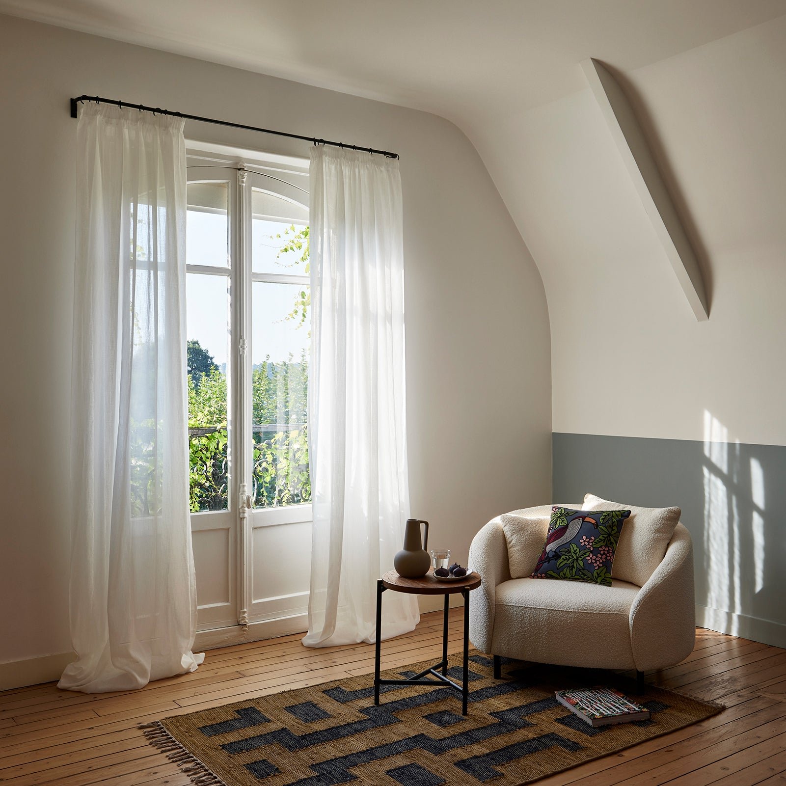 MILOS - Net curtain with gathering tape MADURA White