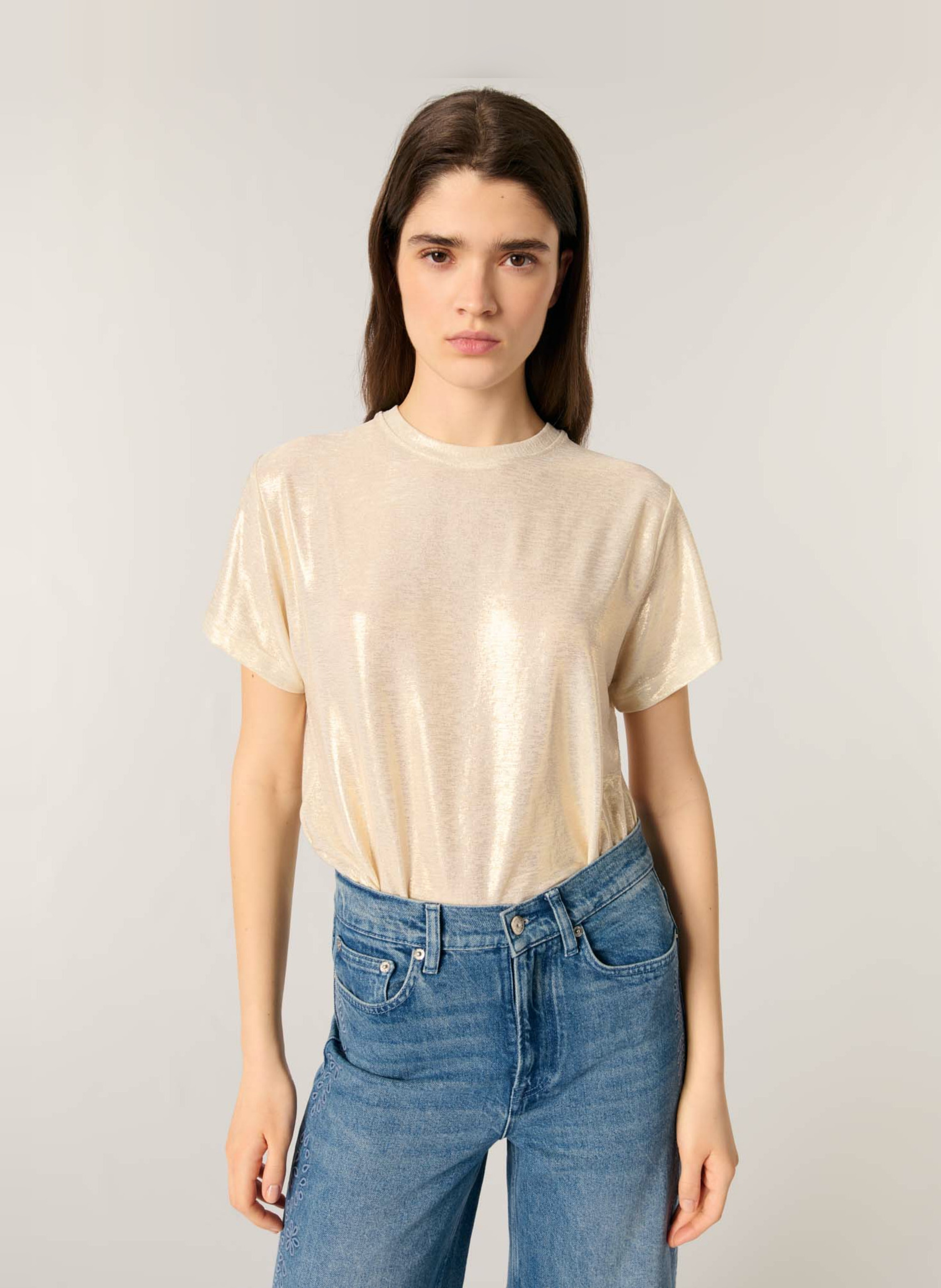 Top col rond MAJE Doré