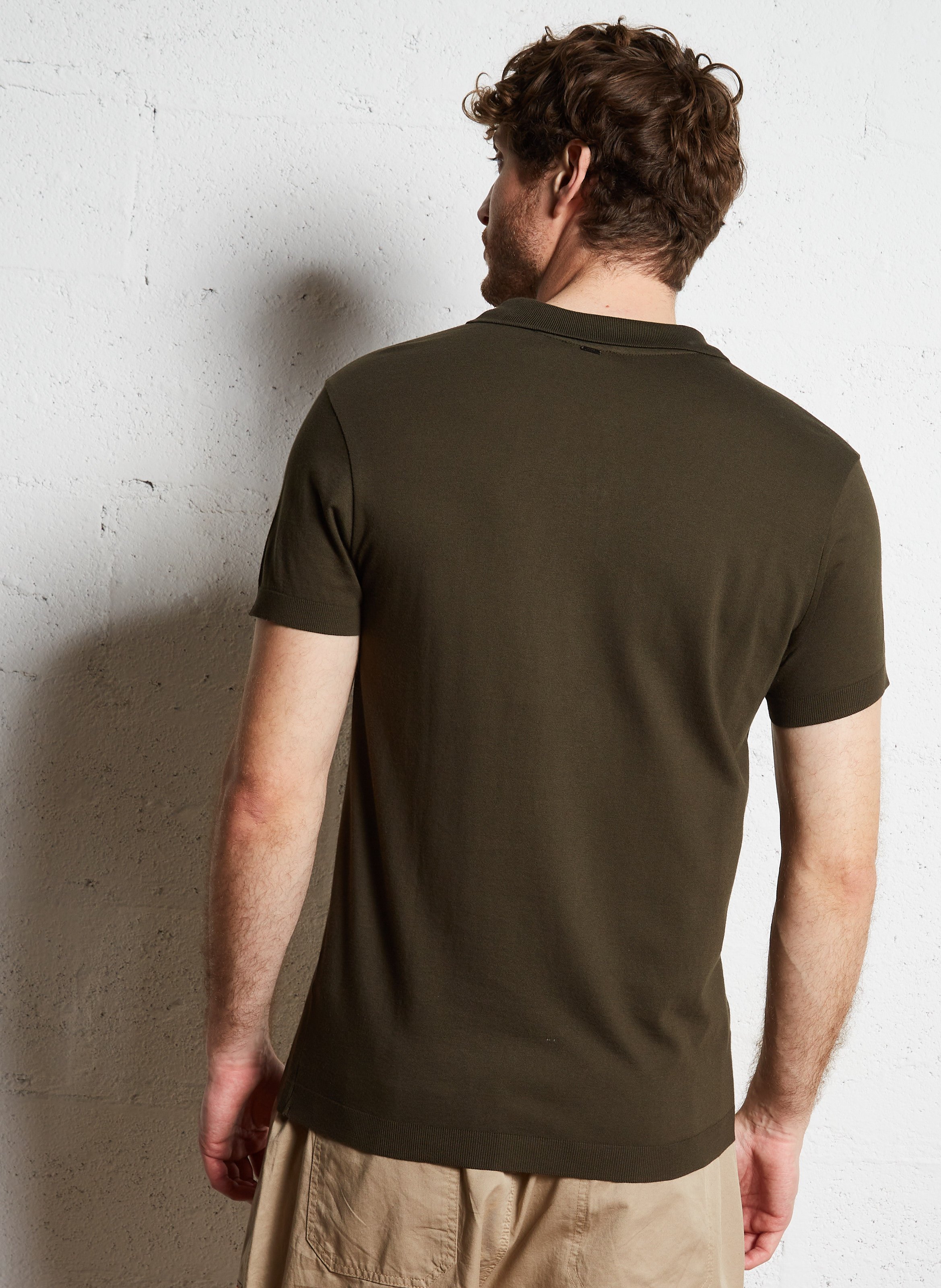 Cotton and linen polo shirt IKKS Khaki