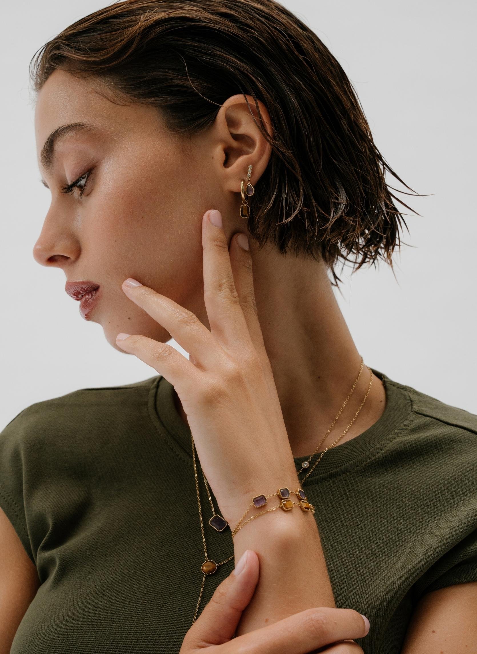 ROMA - Stainless steel earrings for pierced ears AEC Paris Purple