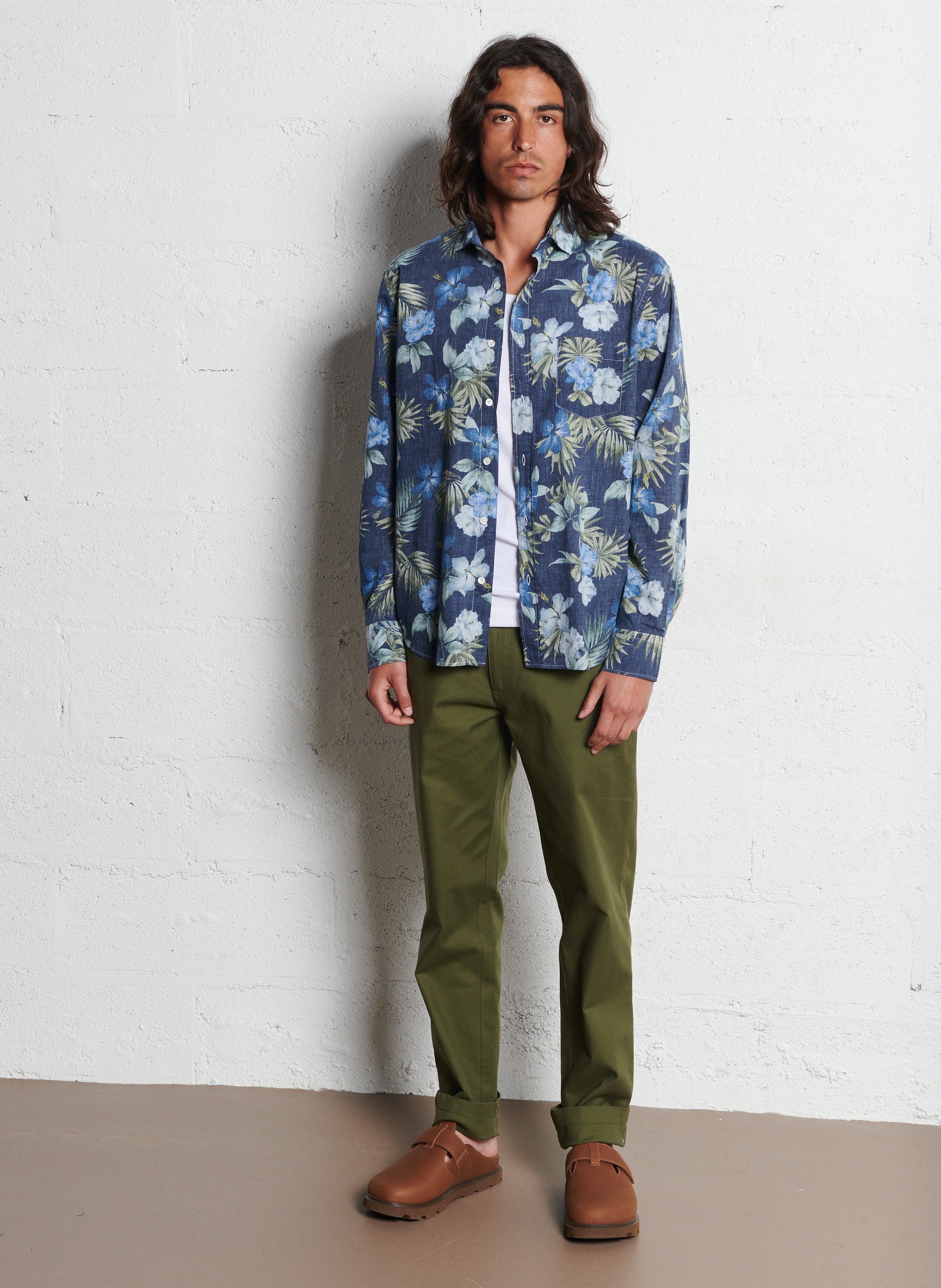 Slim-fit cotton cargo pants FARAH Green