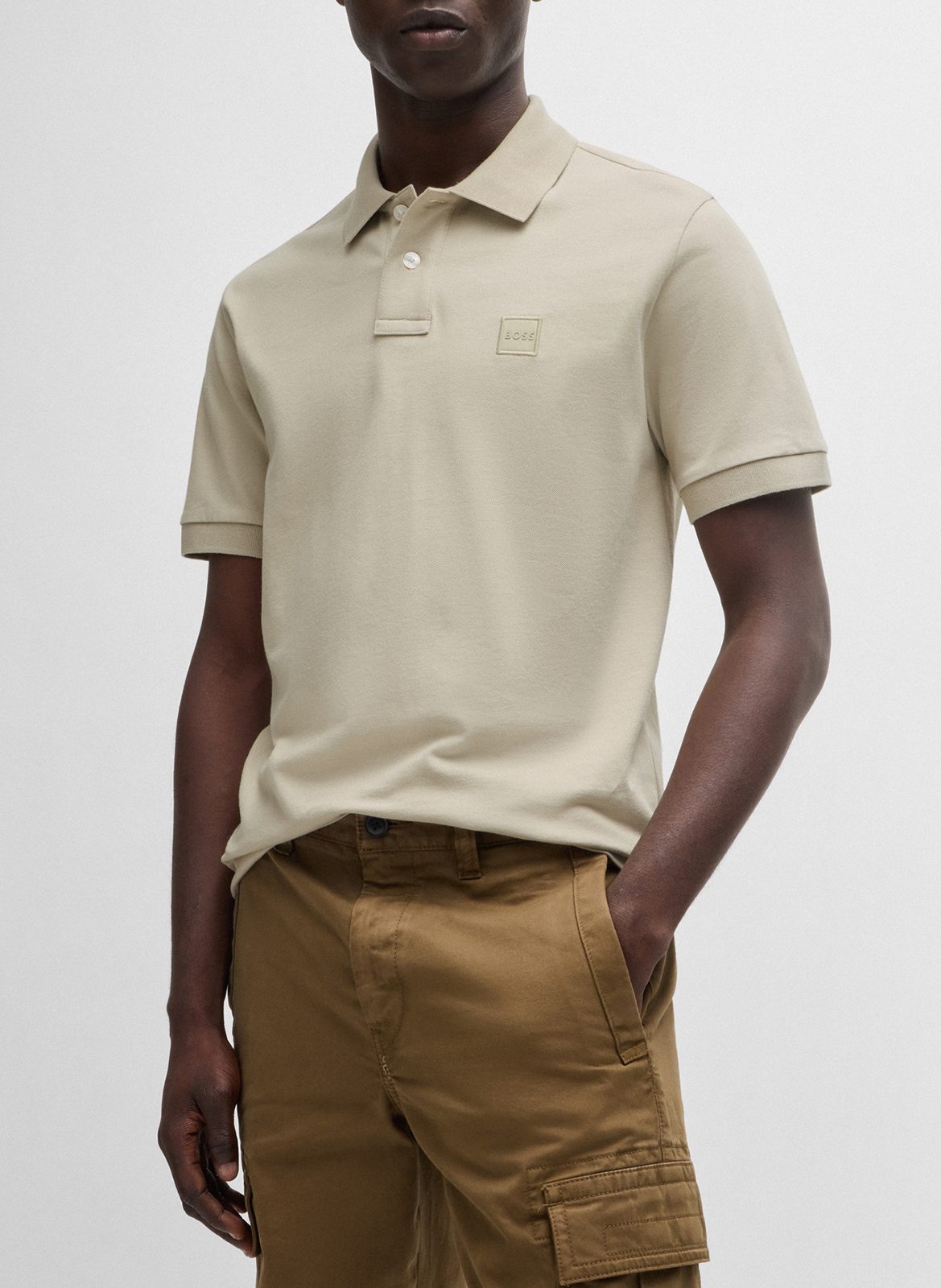 Slim-fit cotton-blend polo shirt BOSS