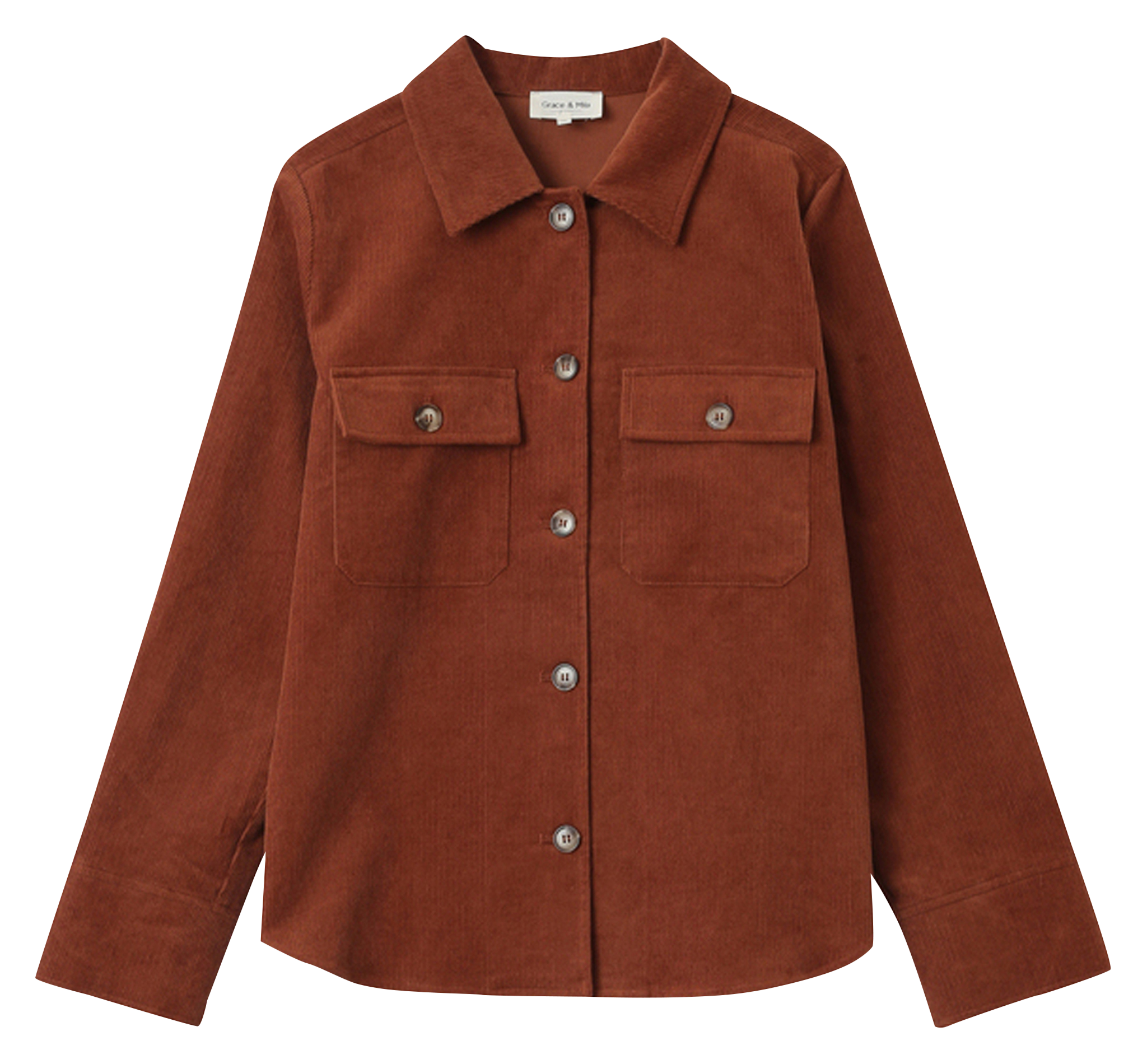 Chemise col classique manches contrastantes en coton GRACE ET MILA Orange