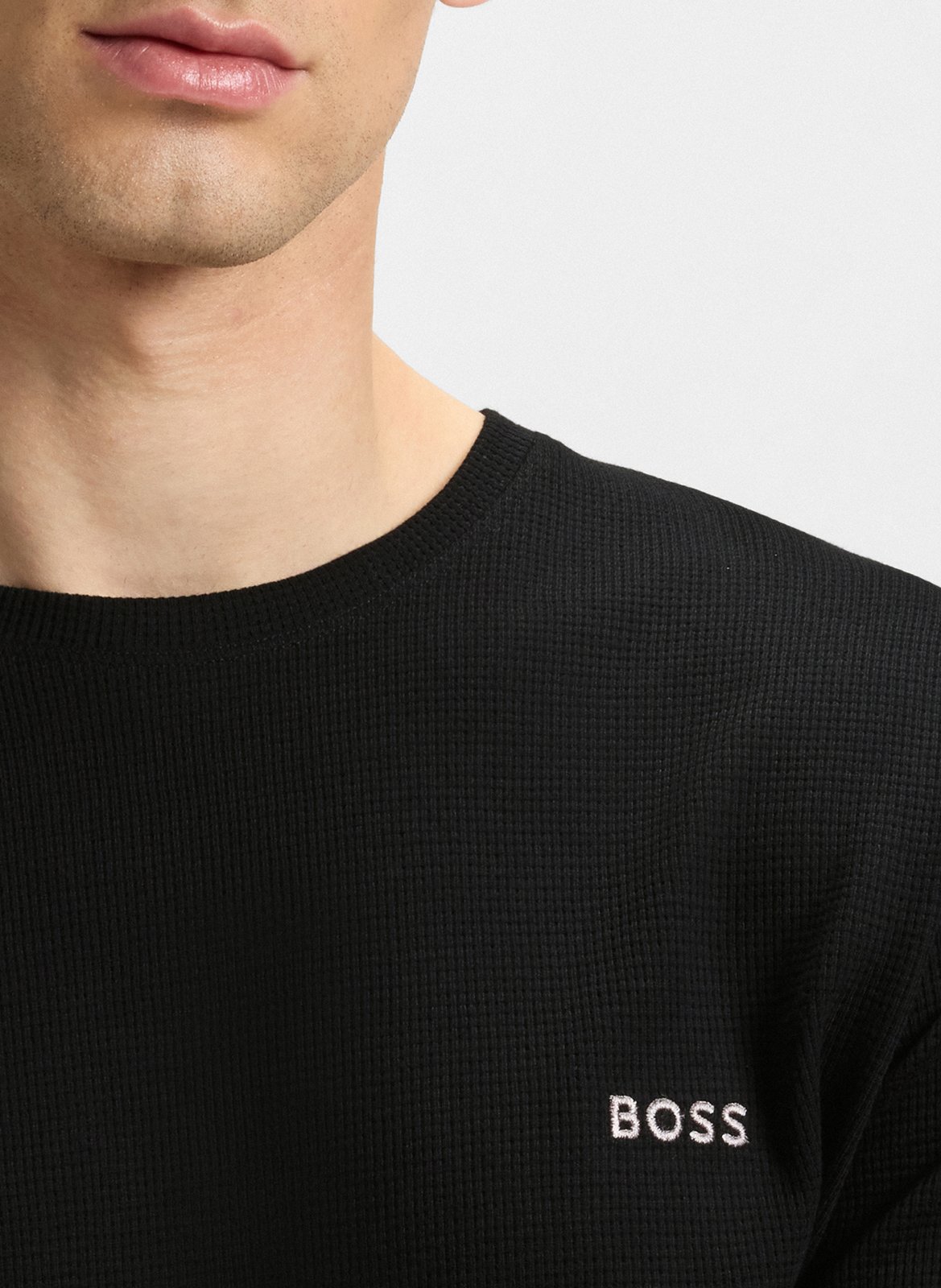 Straight long-sleeved T-shirt with logo BOSS Black