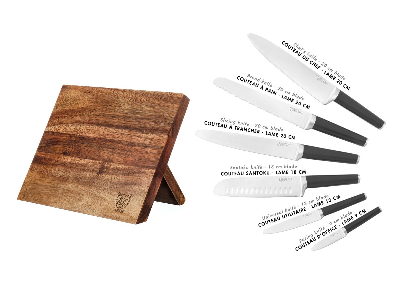 Jona Vantaa kitchen knife set - 7 pieces BJORN Black