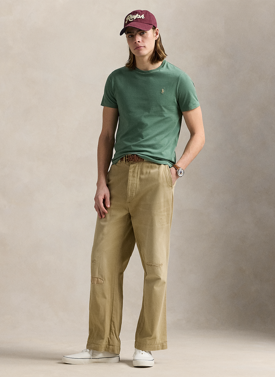 Tee-shirt col rond slim-fit en coton POLO RALPH LAUREN Vert