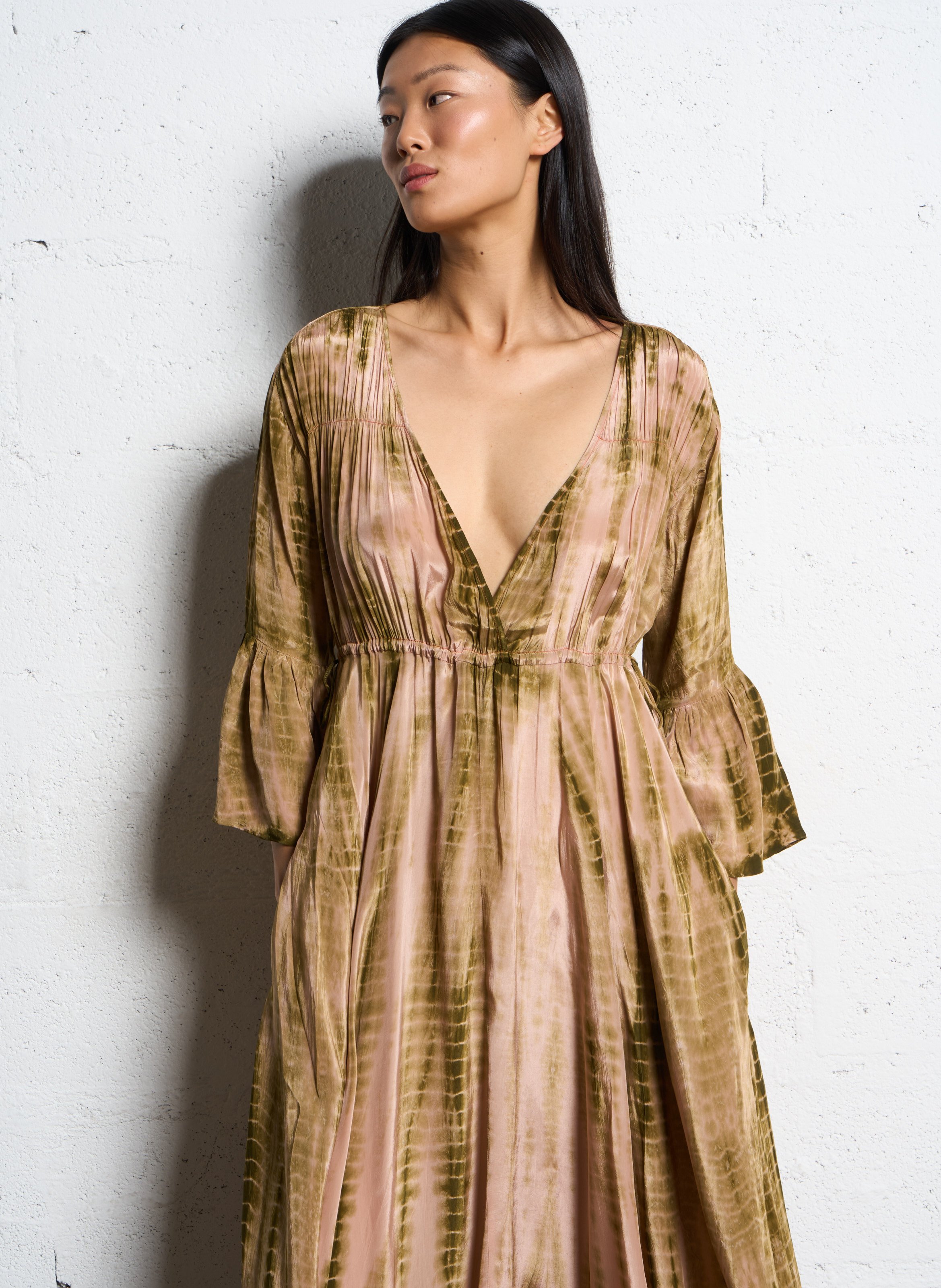 Robe longue col v imprimée MES DEMOISELLES Multicolore