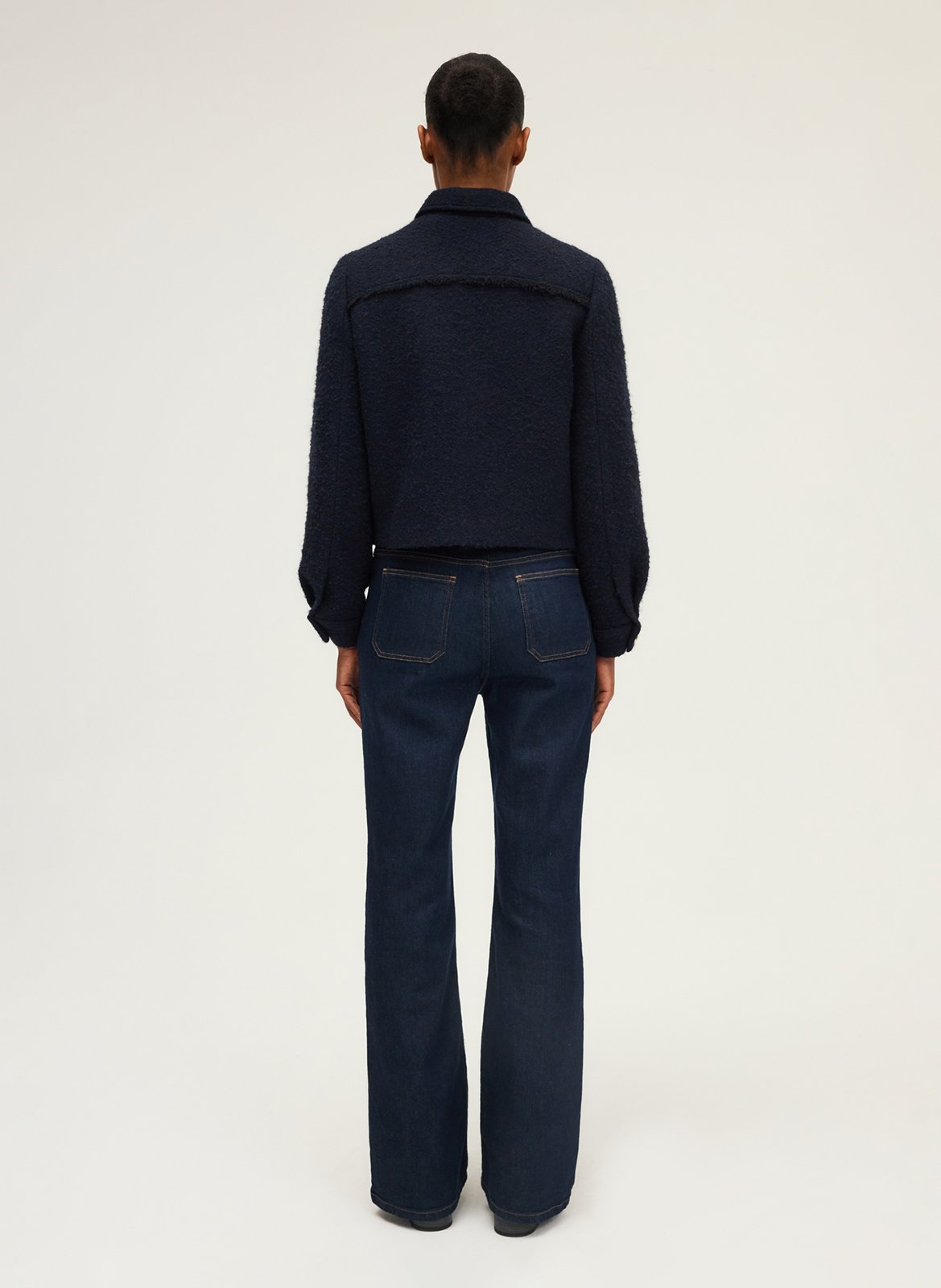 Veste col classique en laine et en coton mélangés PABLO Bleu