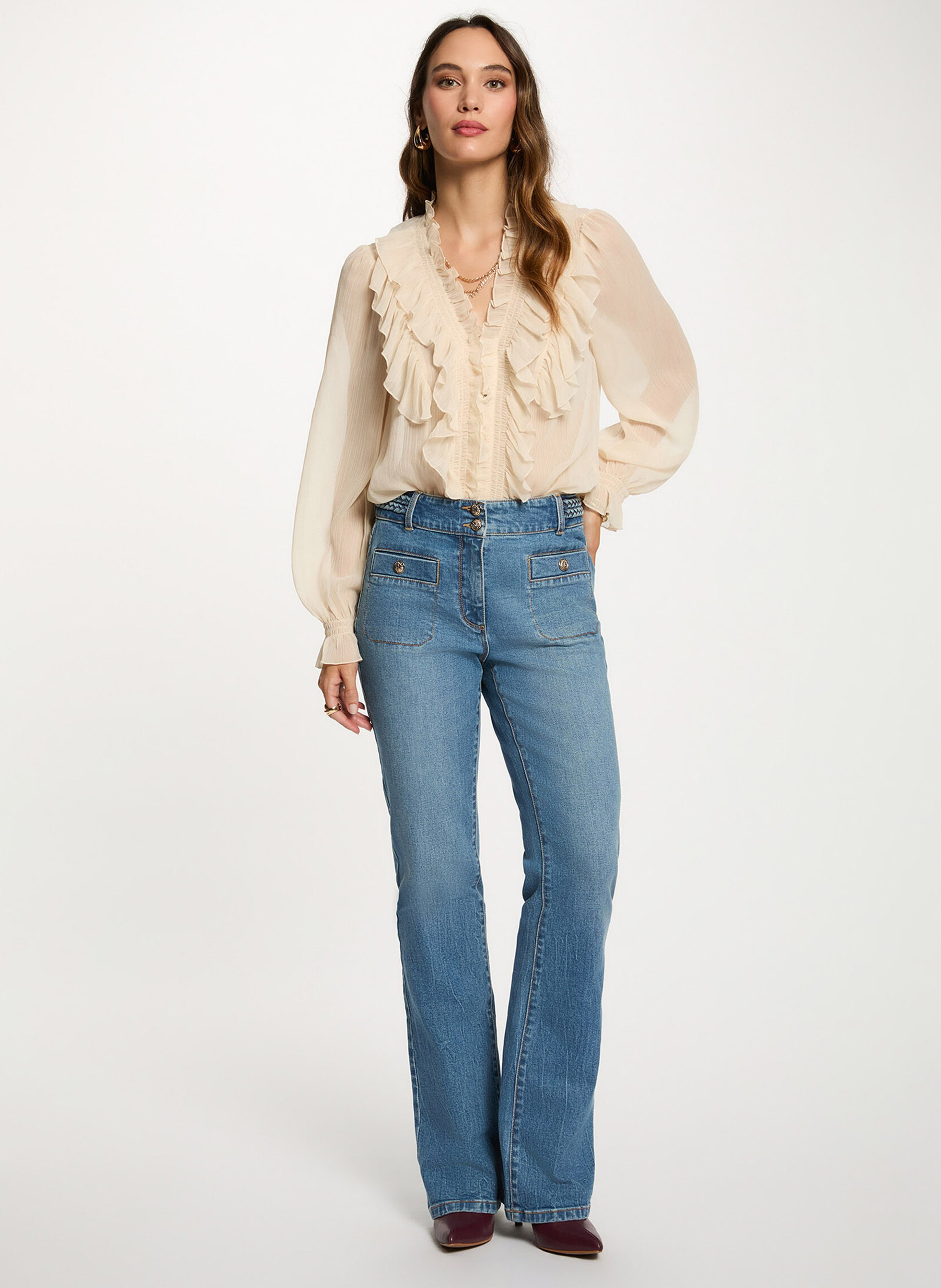 V-neck shirt MORGAN Beige