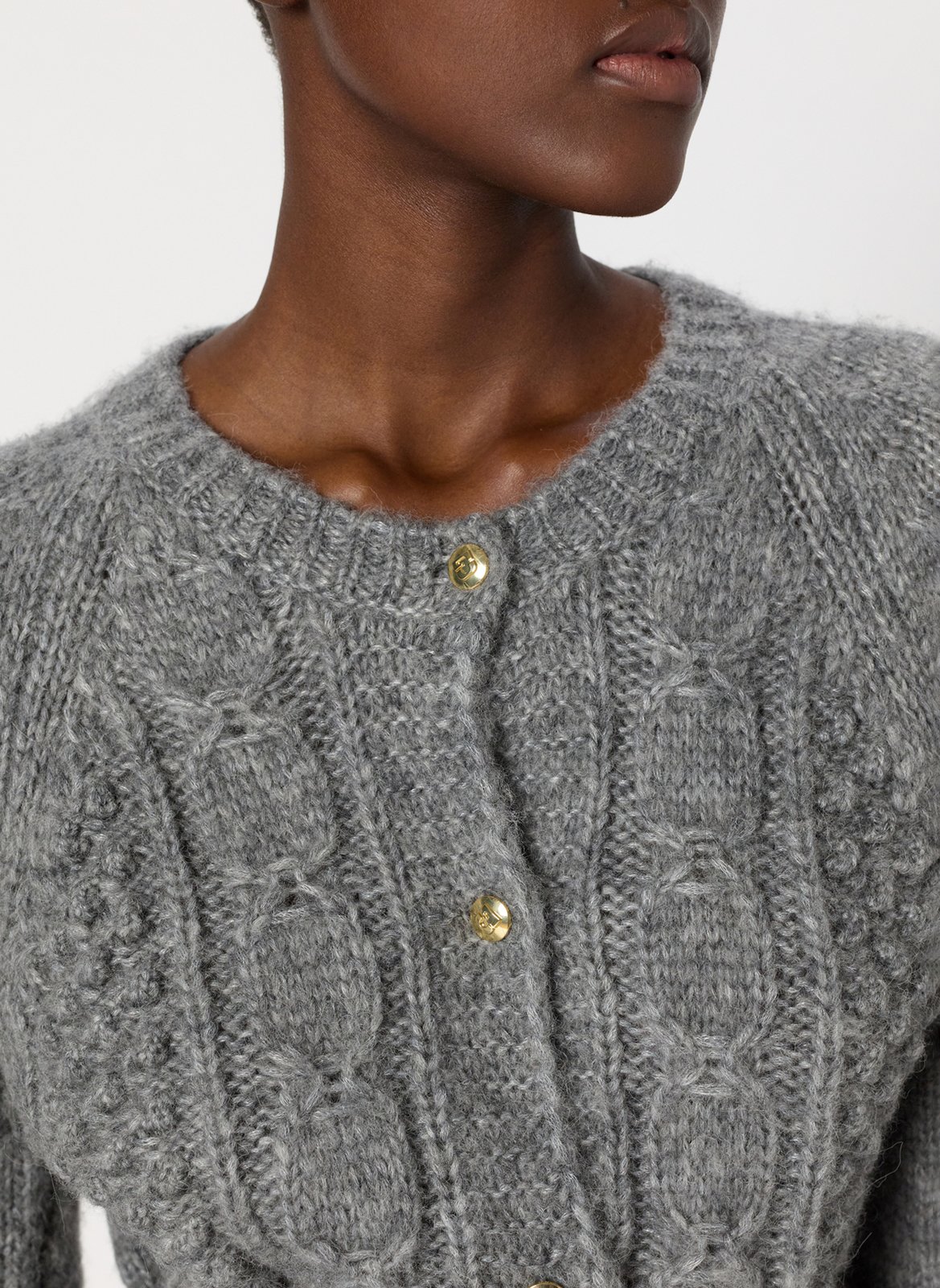 Gebreid kabelvest met ronde hals GERARD DAREL Grijs