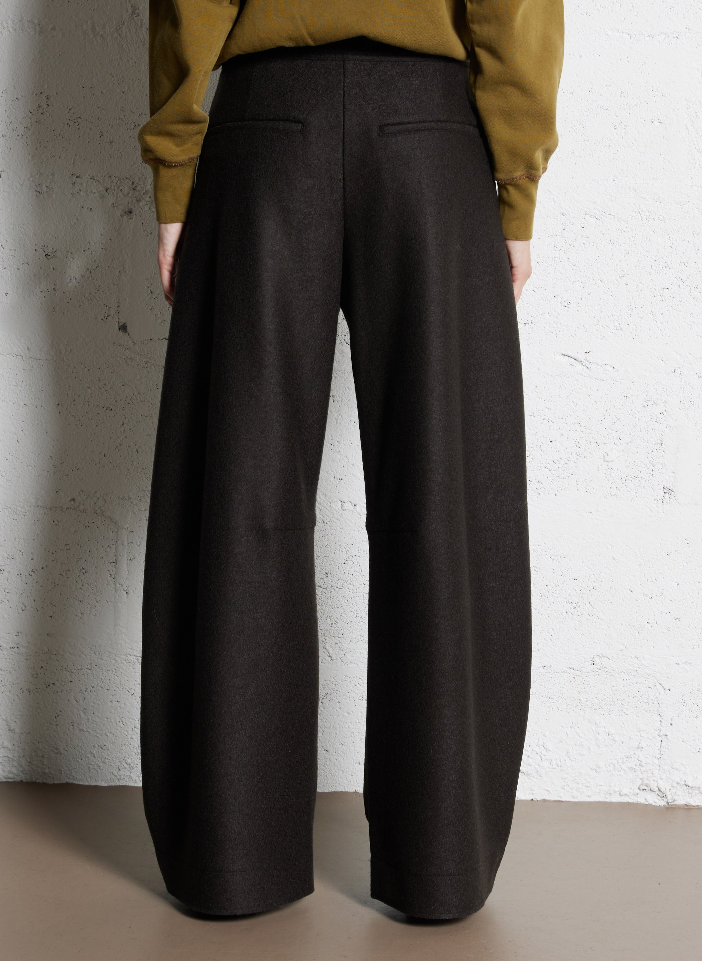 Pantalon large uni en laine SOEUR Vert