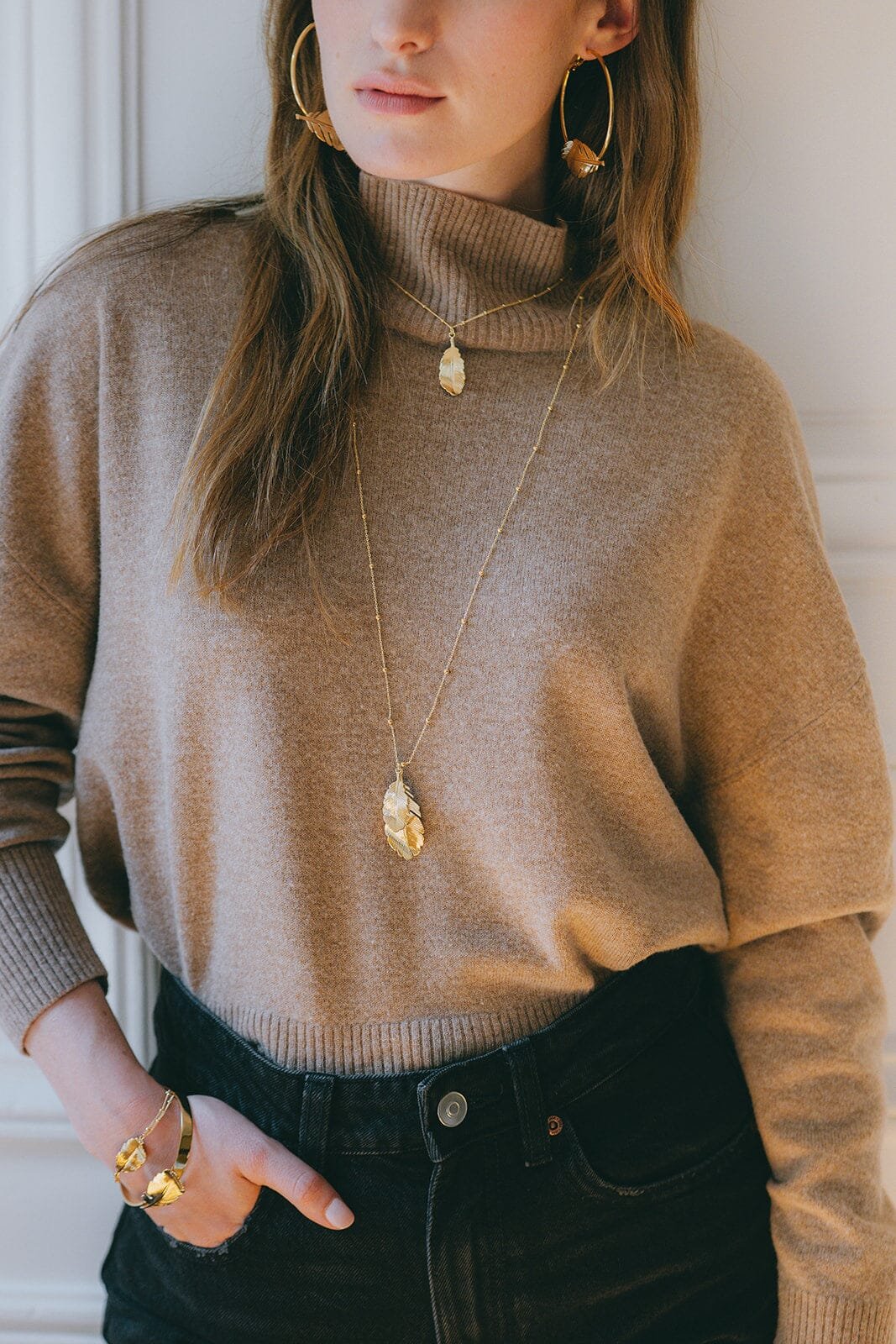 Gold-plated leaf pendant MONSIEUR SIMONE Silver