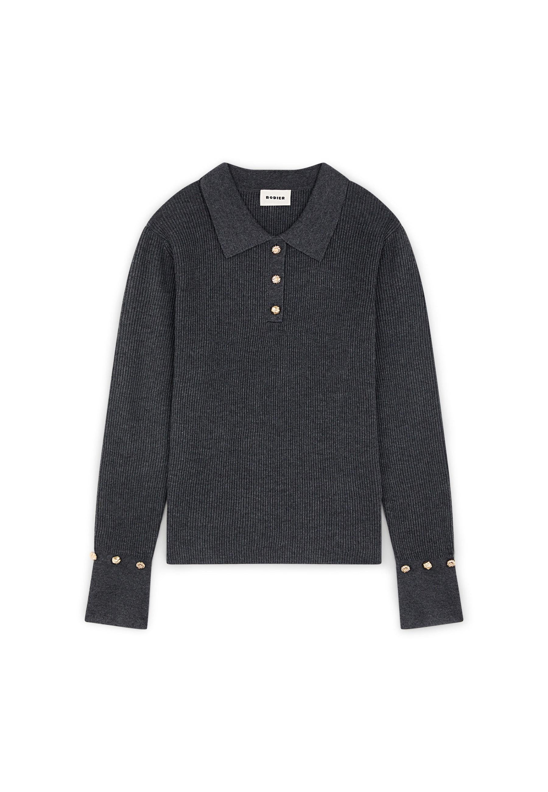 Ribbed polo RODIER Grey