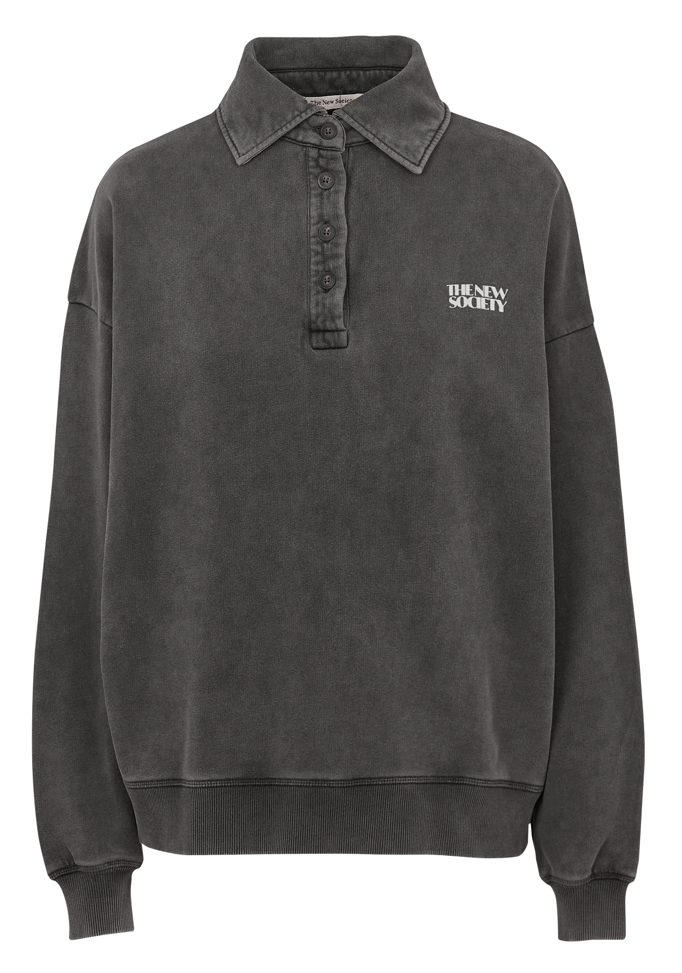 Polo kraag sweatshirt van katoen THE NEW SOCIETY Grijs