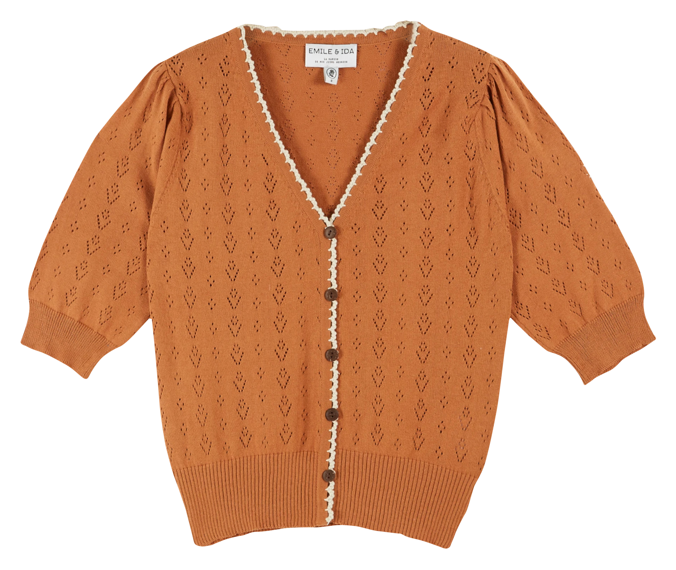 V-neck organic cotton cardigan EMILE ET IDA Brown