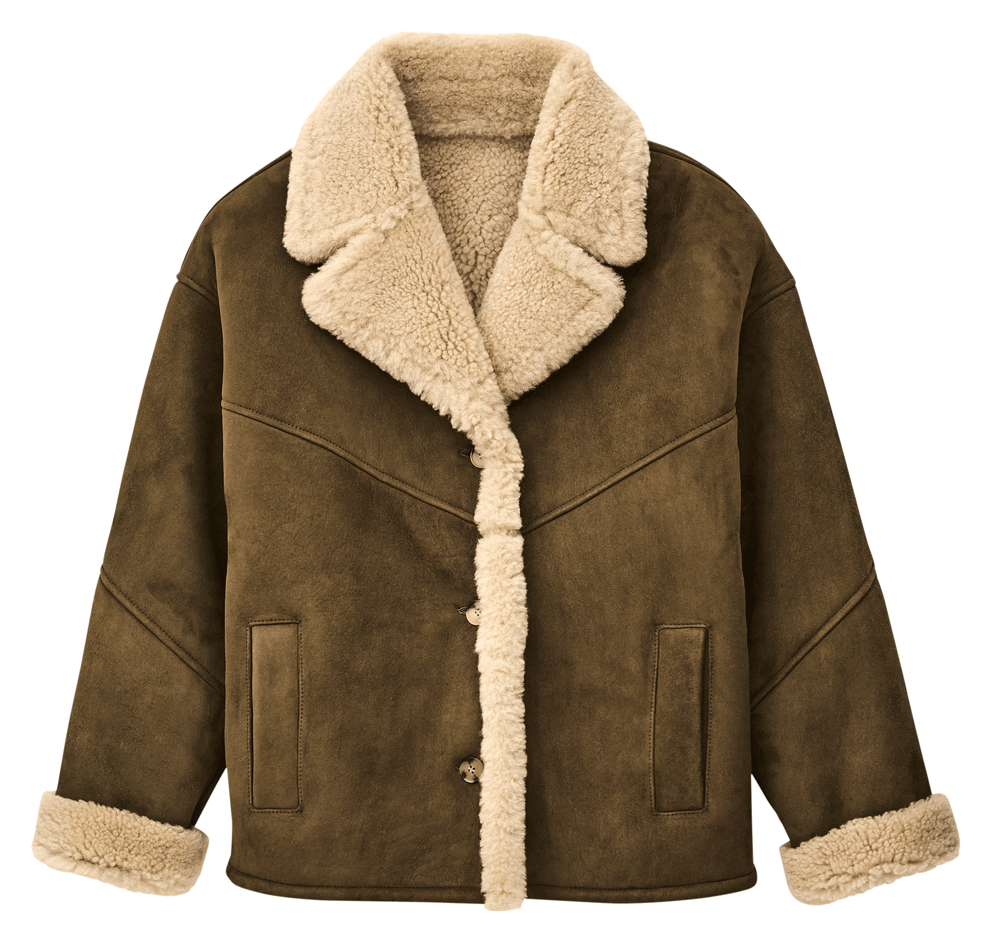 Manteau col tailleur en cuir BA&SH Marron