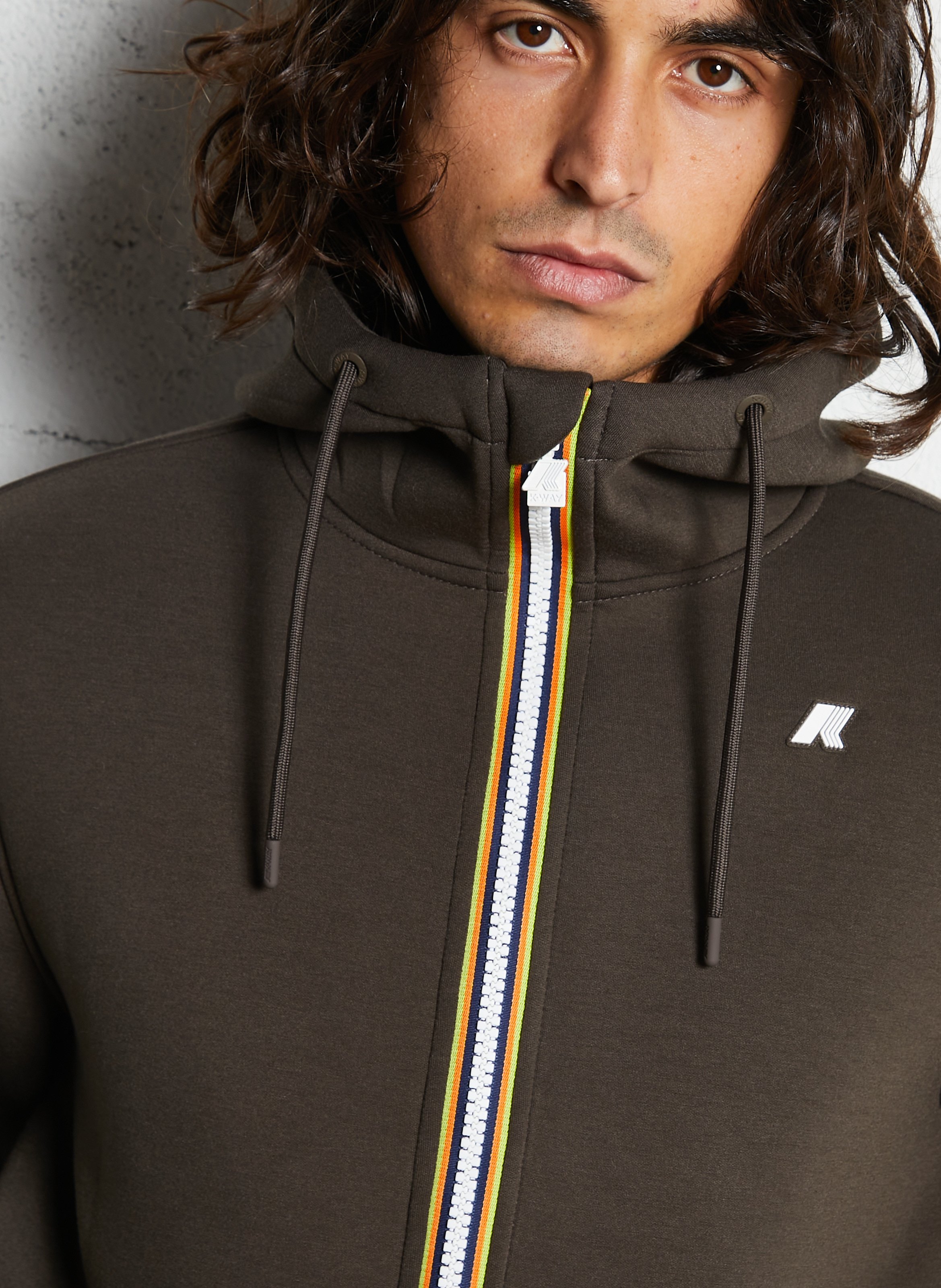 Sweat ample zippé à capuche K-WAY Kaki
