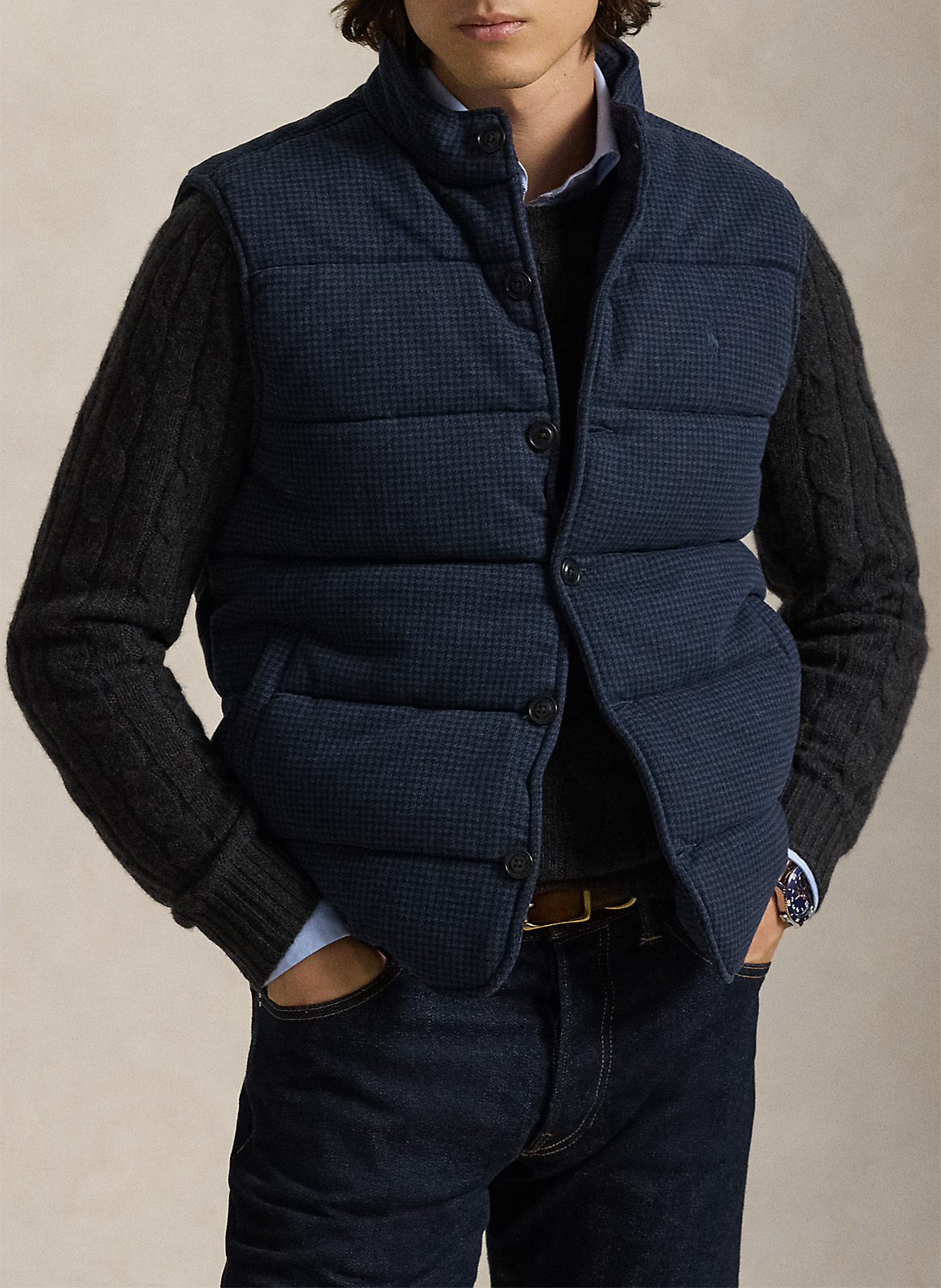 Doudoune sans manches en coton POLO RALPH LAUREN Bleu