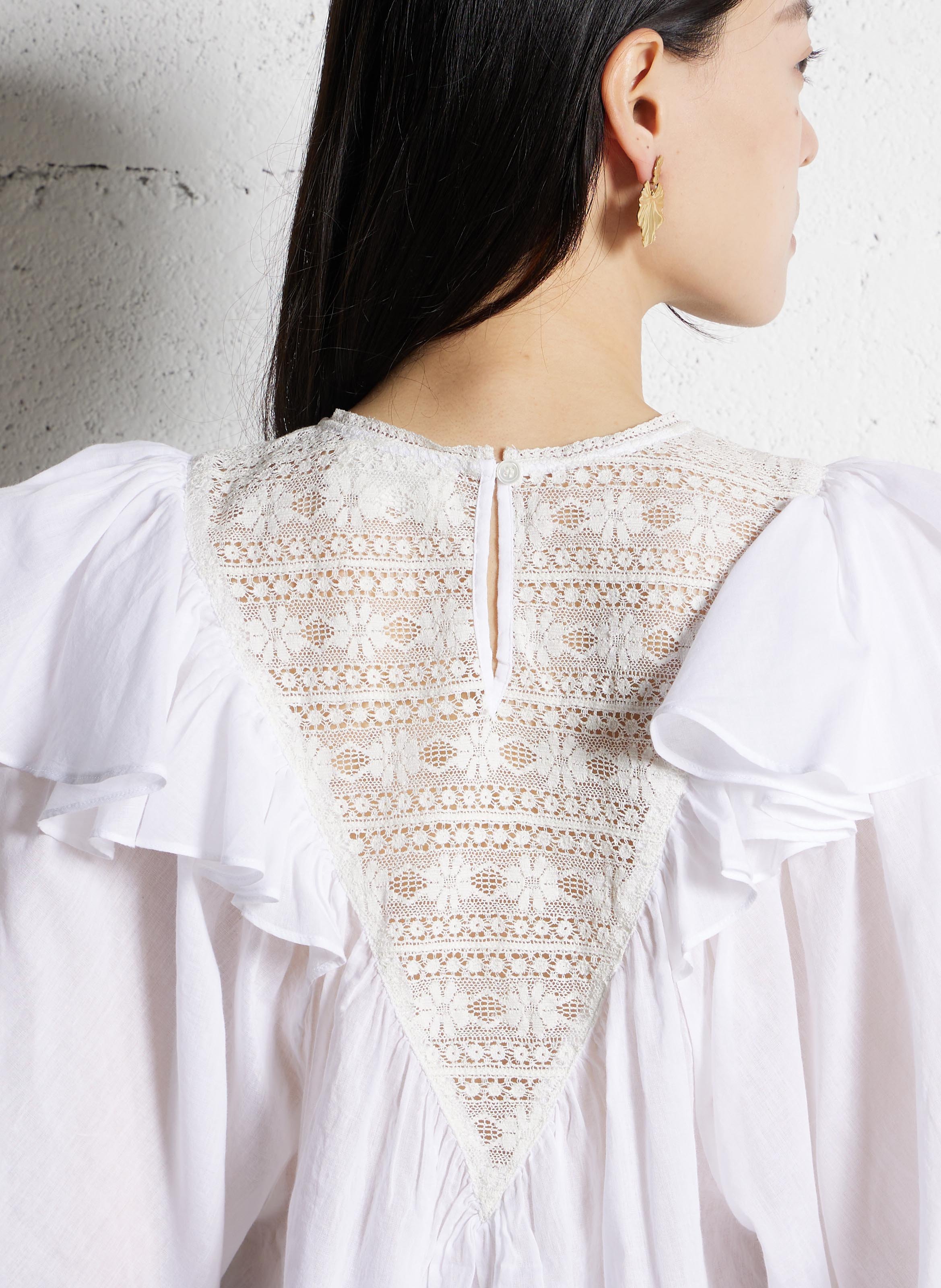 Blusa scollo tondo in cotone ANTIK BATIK Bianco