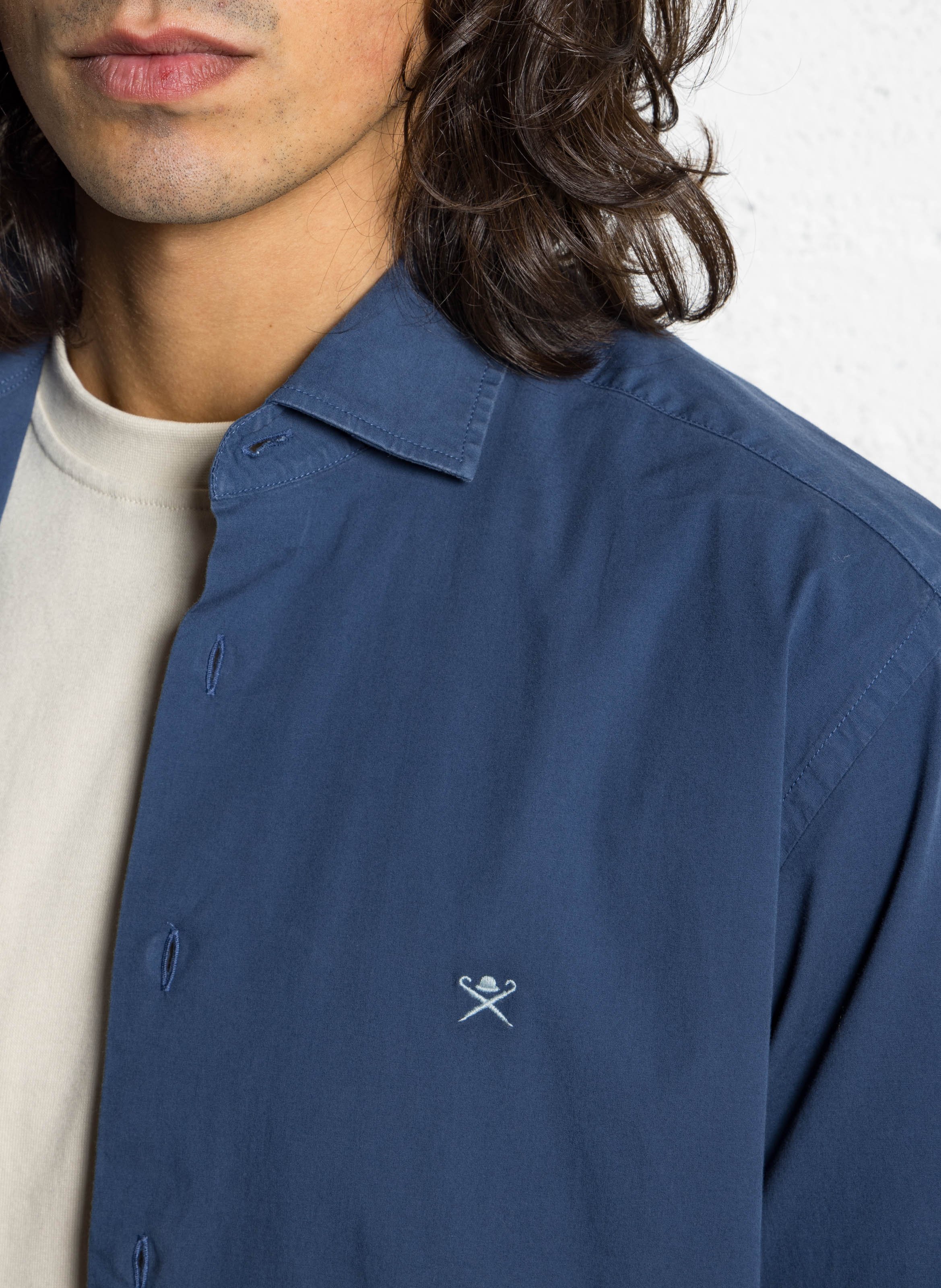 Chemise col classique en coton mélangé HACKETT Bleu