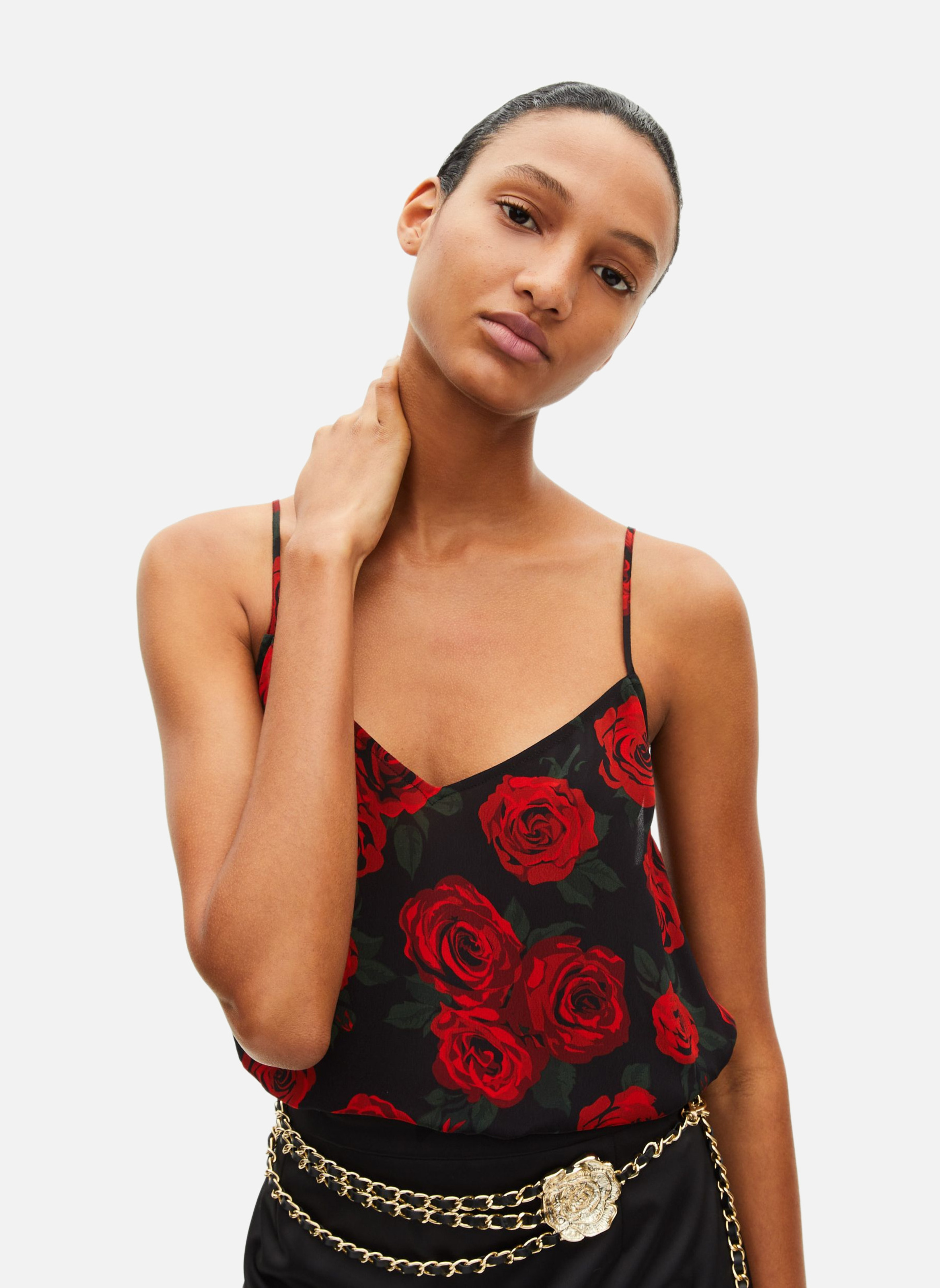Floral printed camisole Black