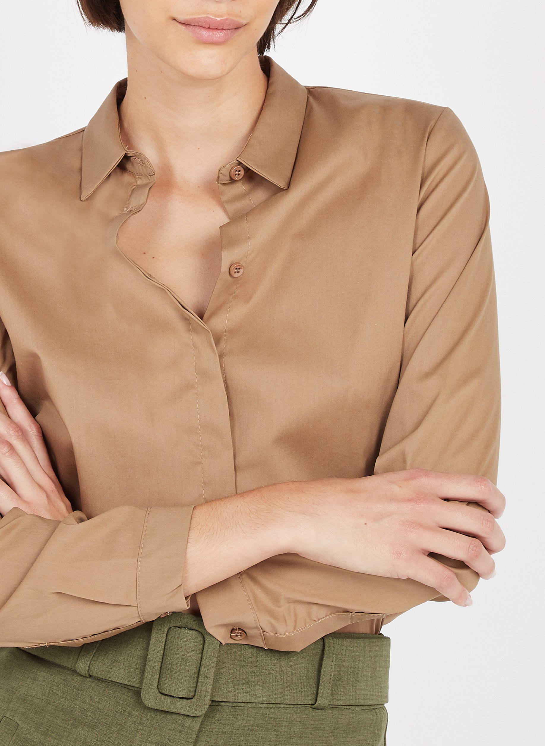 Cotton-blend shirt with classic collar IMPERIAL Brown