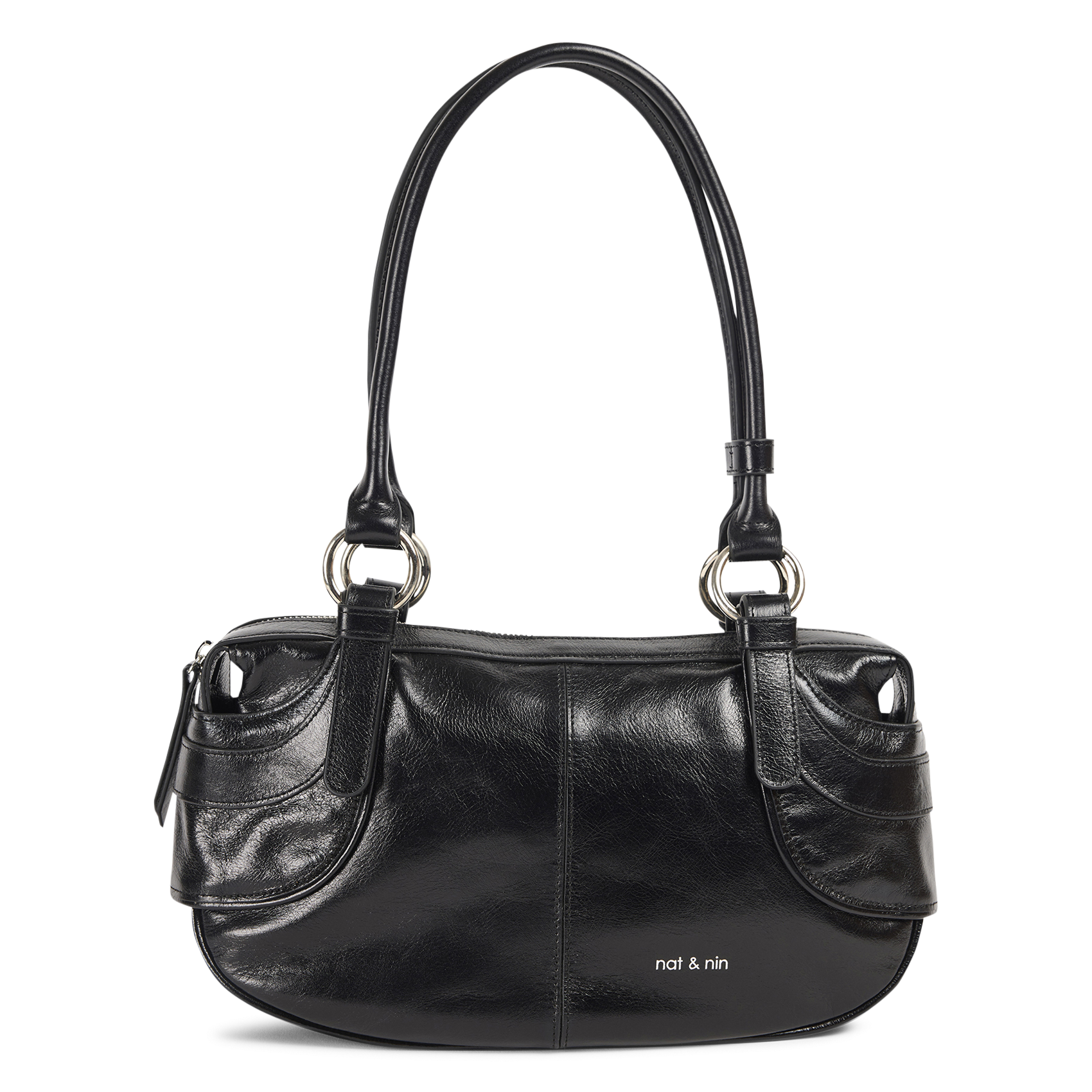Sac porté épaule en cuir NAT & NIN Noir