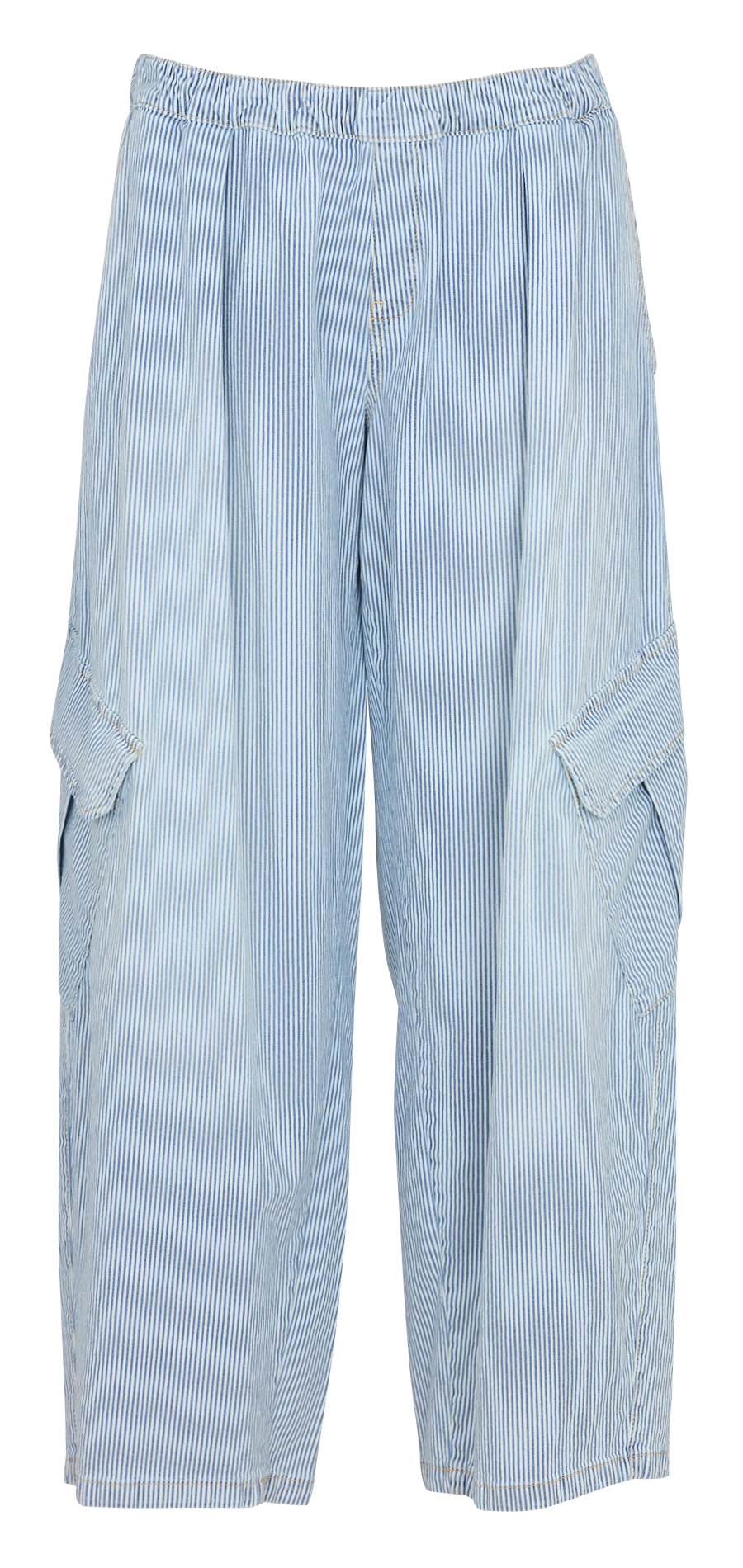 Pantalon large cargo en coton mélangé rayé PLEASE Bleu