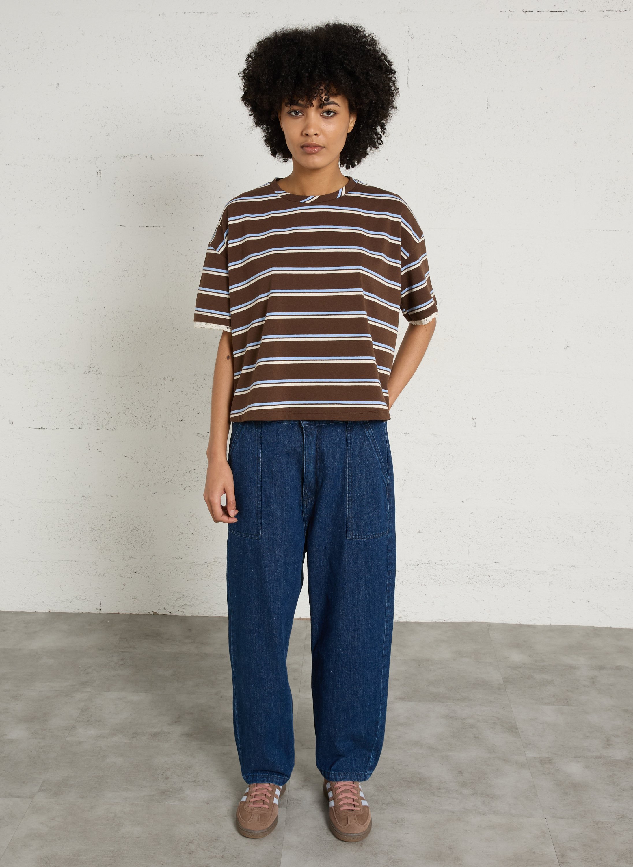 Baskets basses en cuir ADIDAS Marron