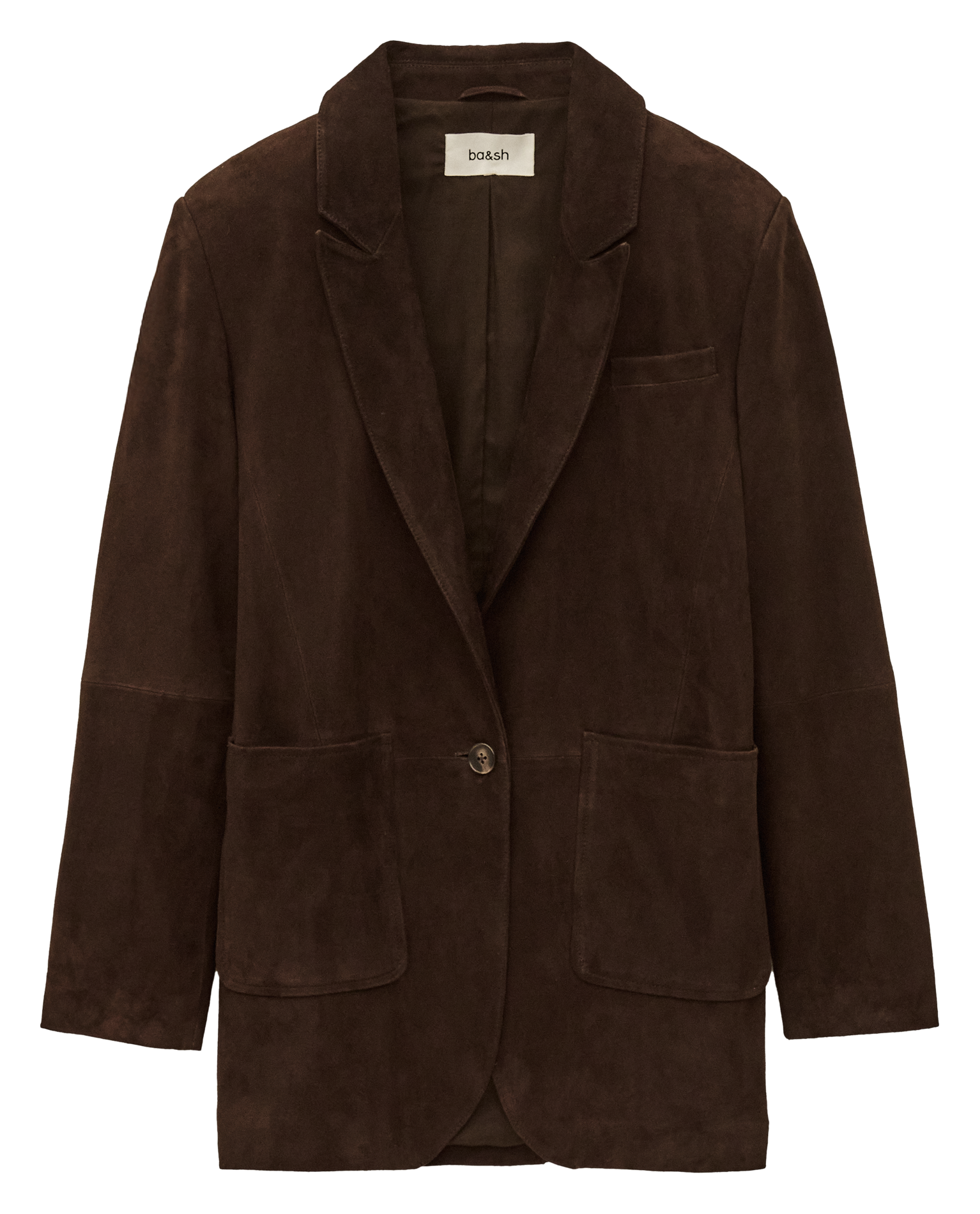 Veste de blazer droite en cuir BA&SH Marron