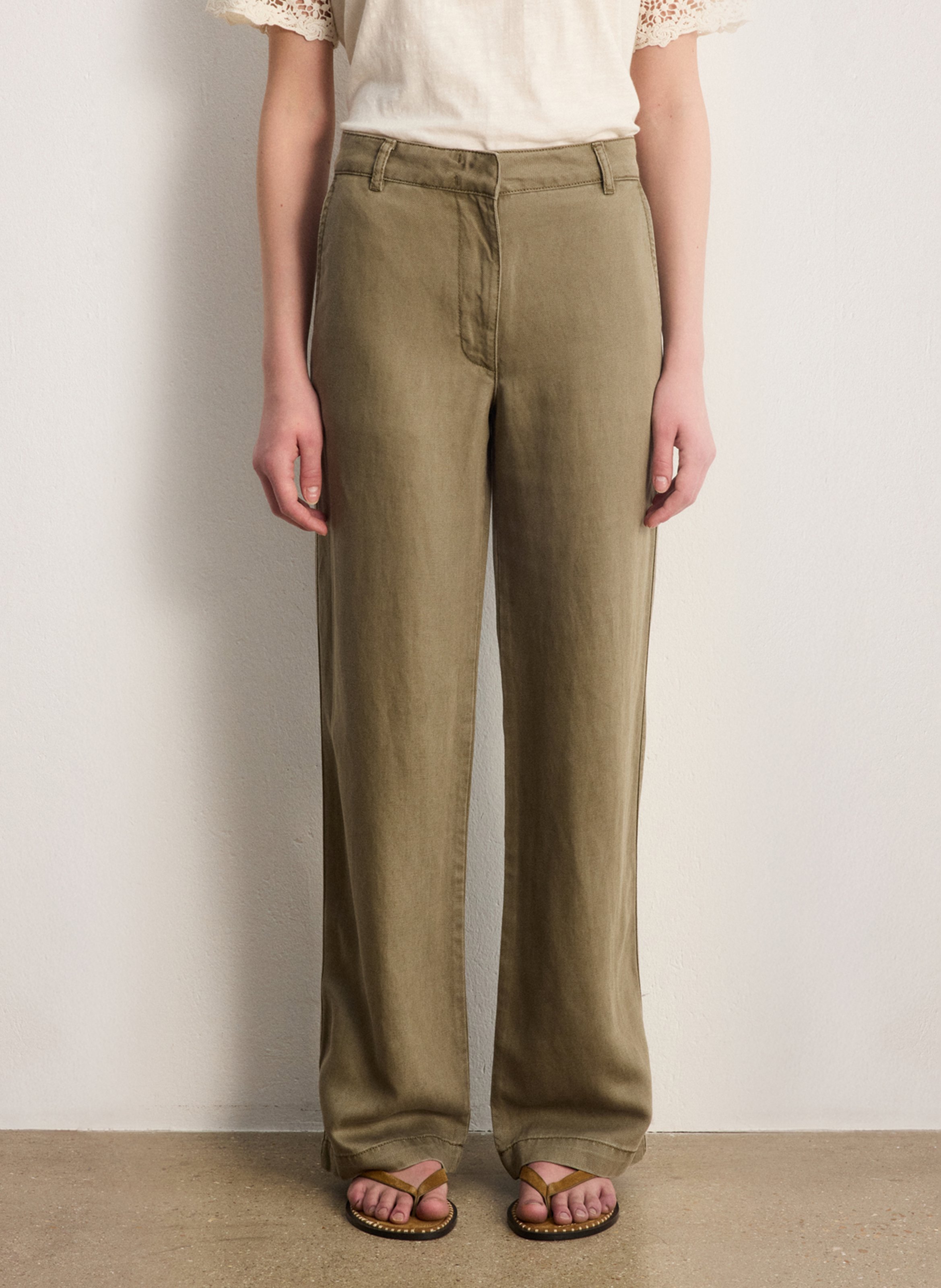 Carrotbroek met hoge taille PABLO Kaki