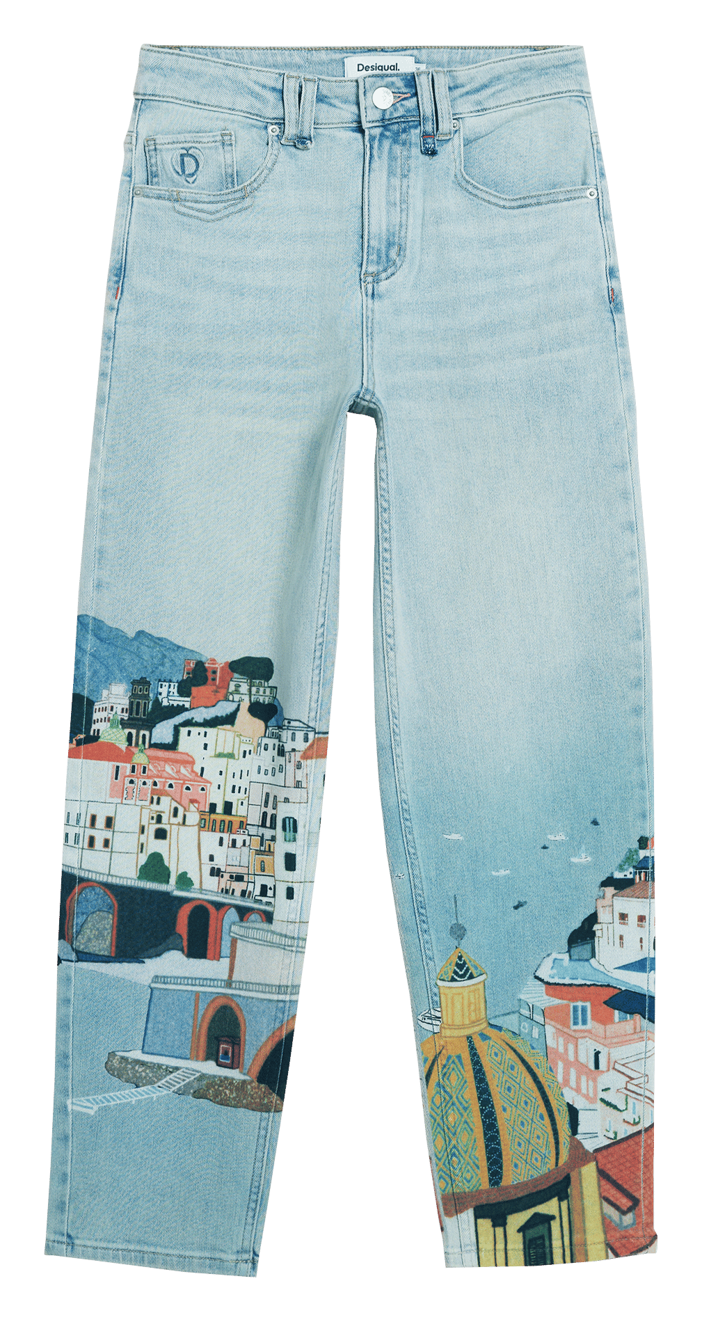 Straight Cut Jeans mit Print DESIGUAL Blau