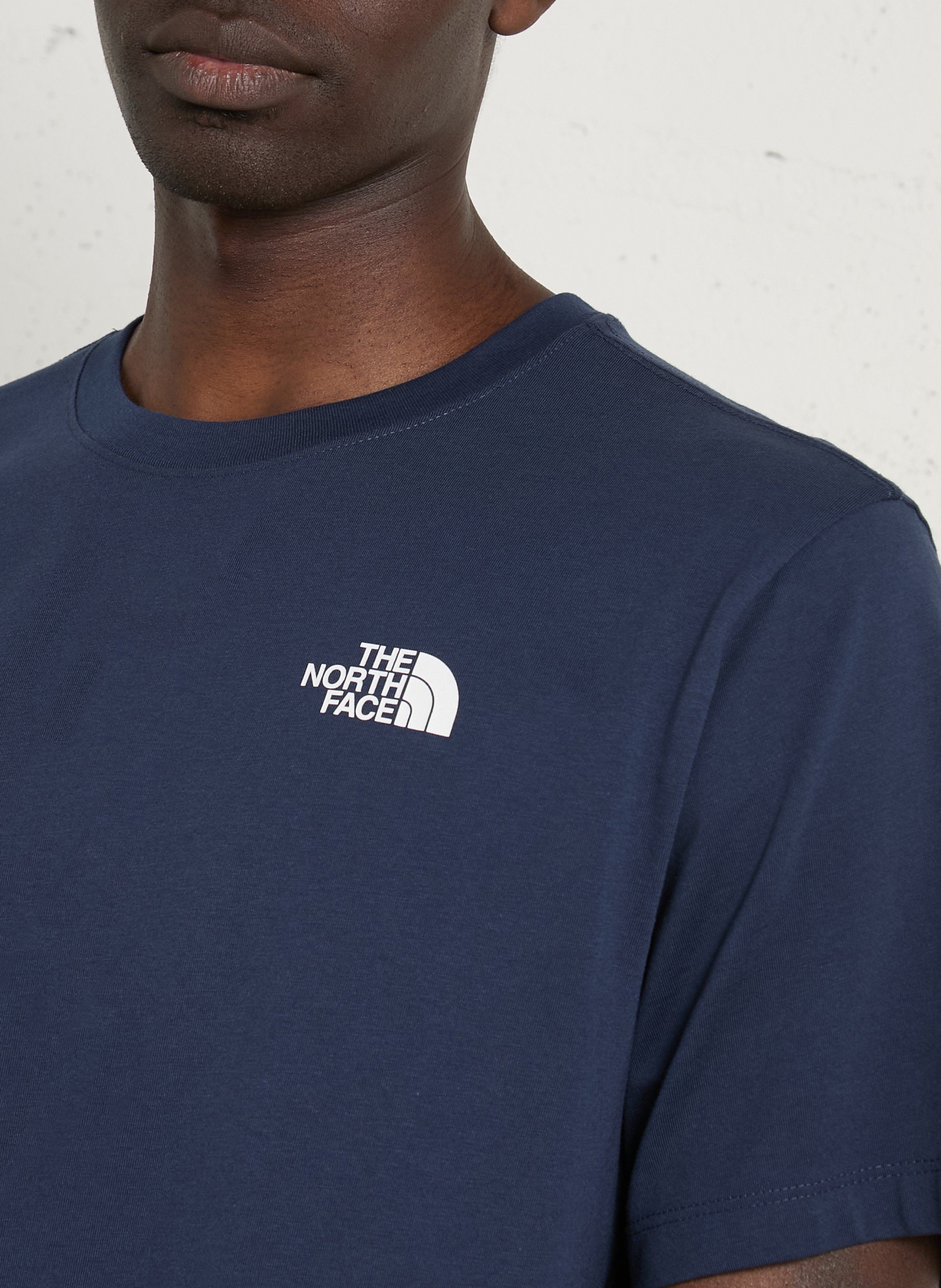Straight round-neck cotton T-shirt with screen print THE NORTH FACE Blue