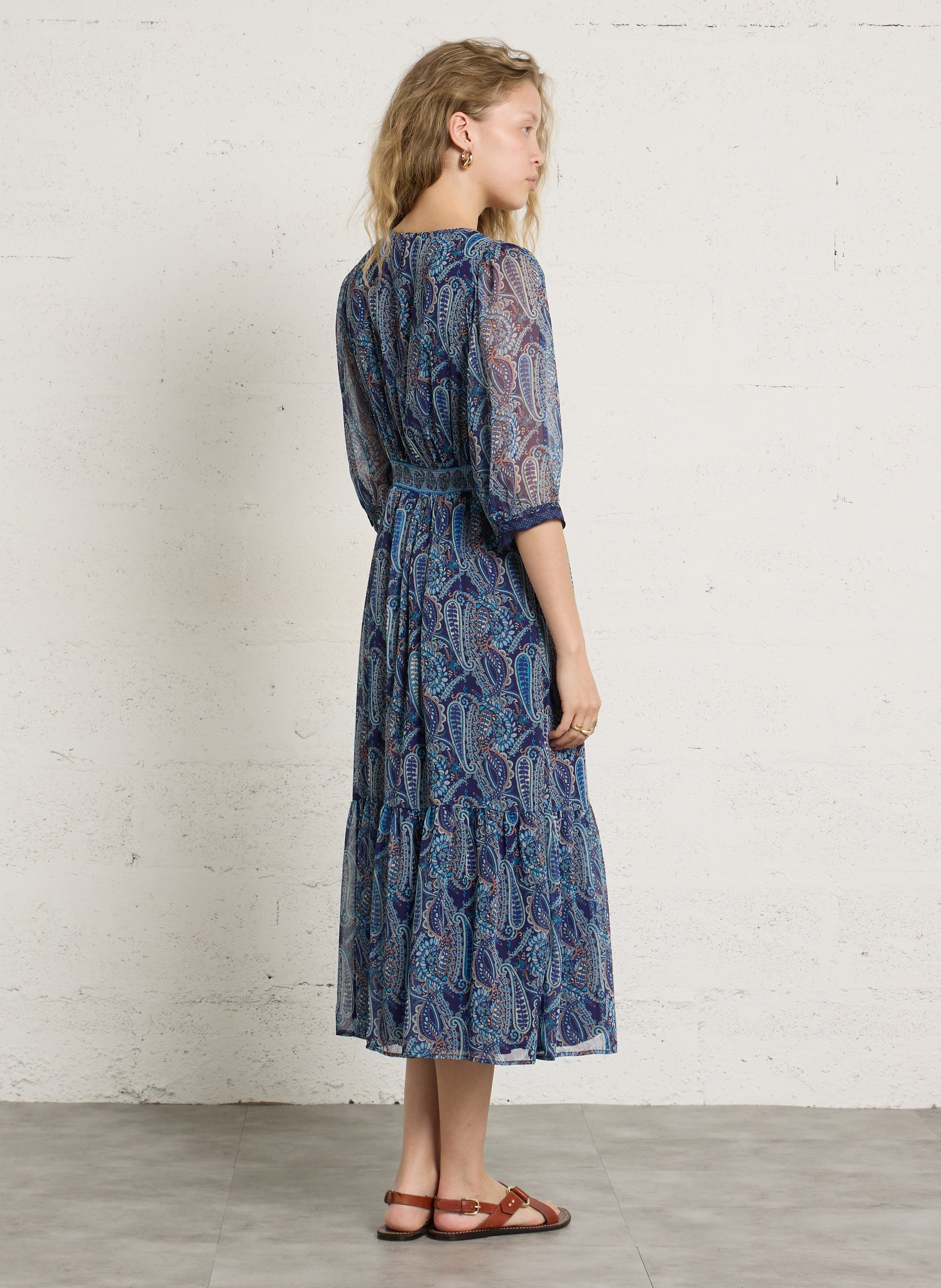 Long V-neck dress SUD EXPRESS Blue