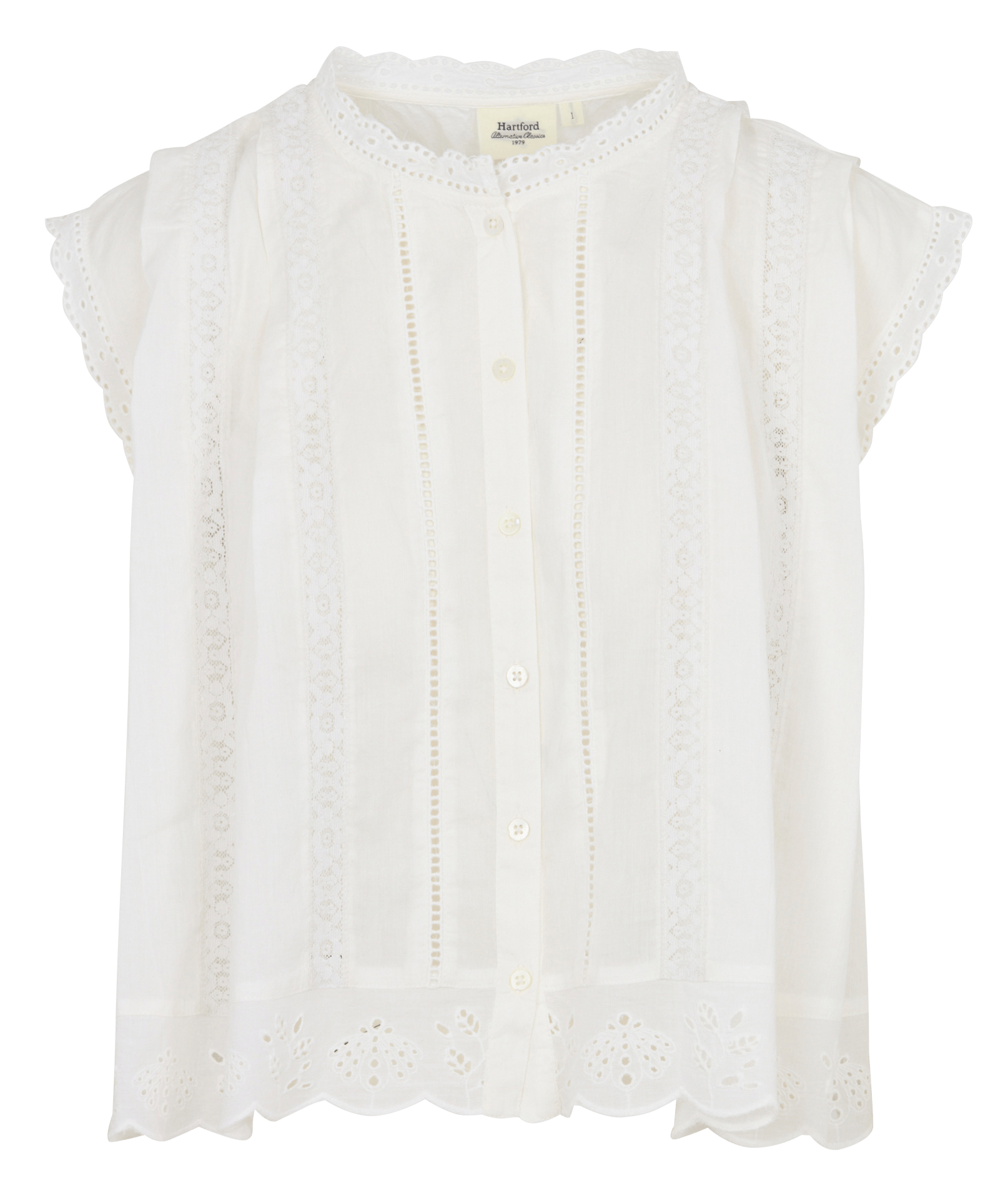 Chemise oversize col rond en coton brodé HARTFORD Multicolore