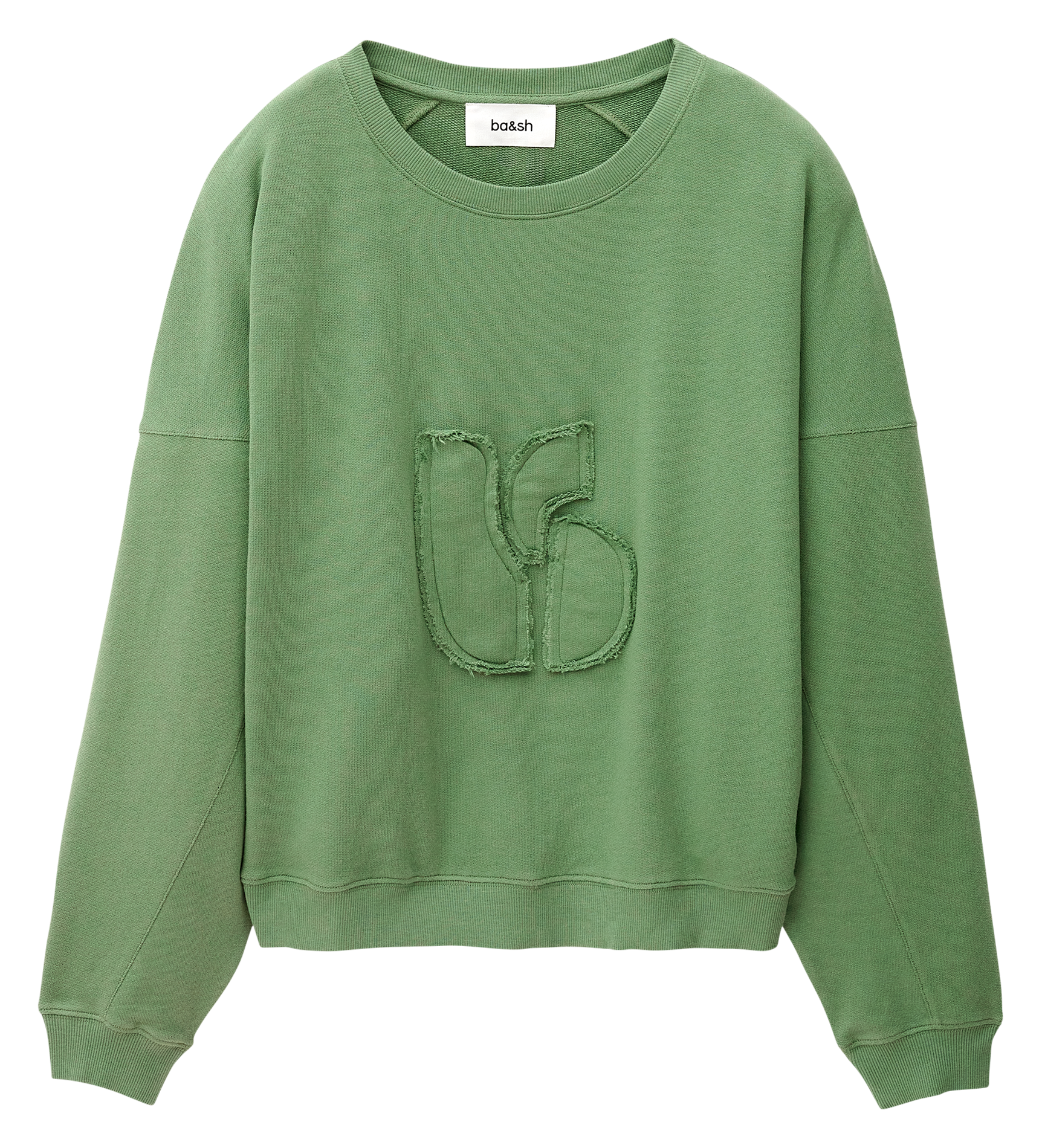 Wijde sweater met ronde hals en borduursel. BA&SH Groen