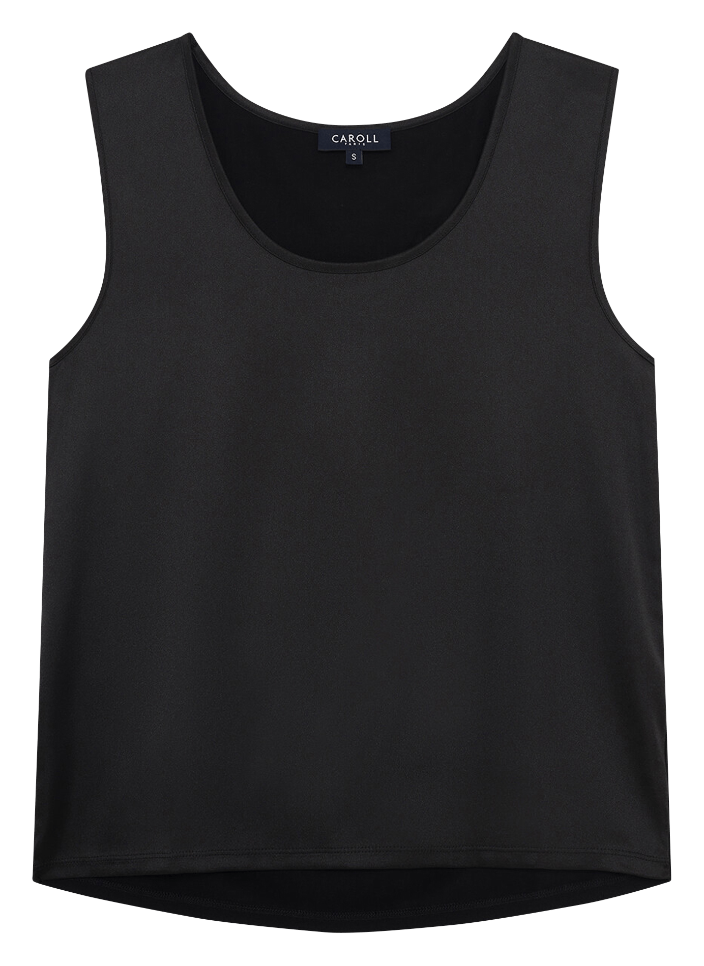 Loose-fit round-neck satiny top CAROLL Black