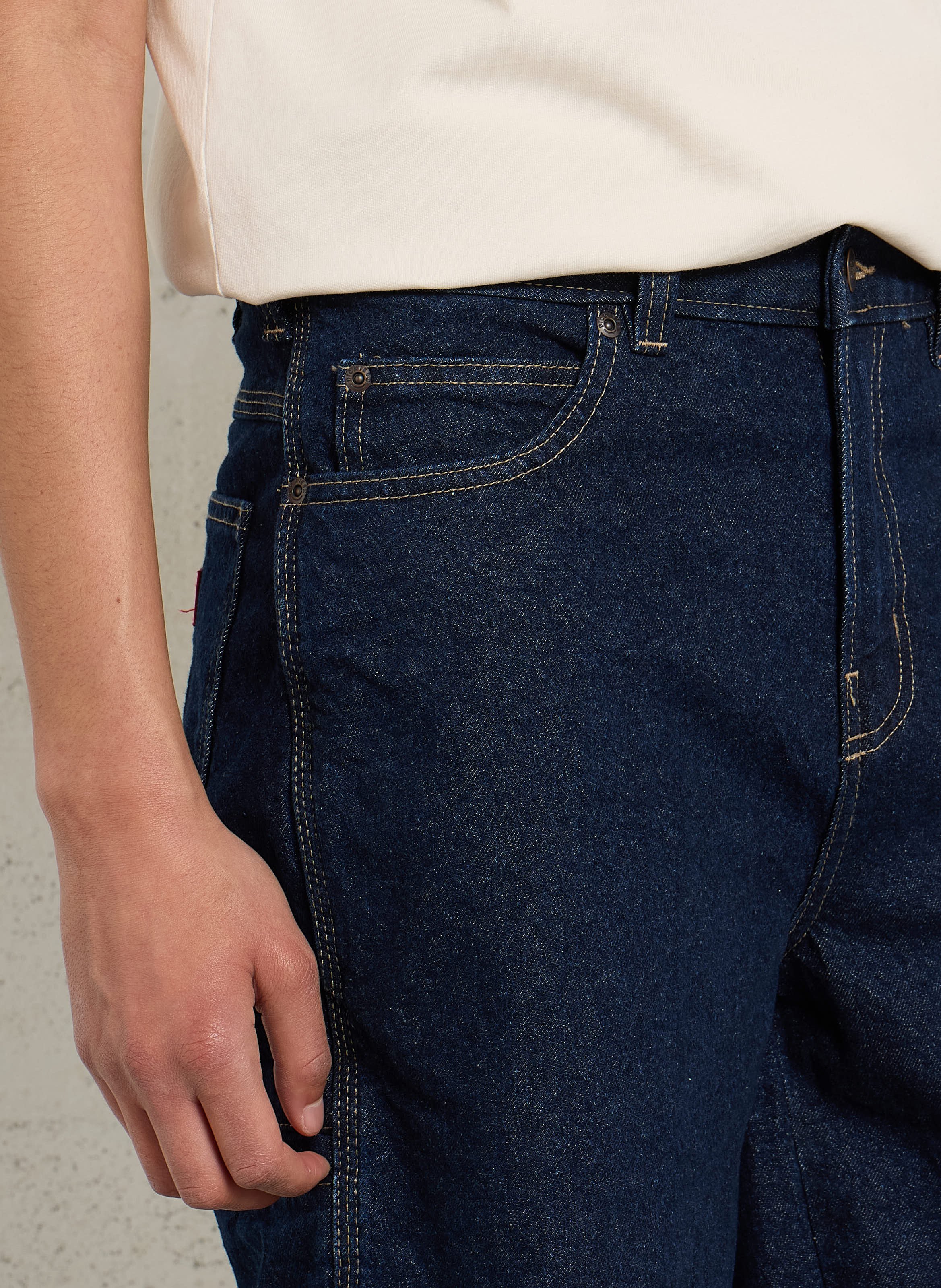 Gerade geschnittene High-Waist-Jeanshose in Raw-Denim DICKIES Blau