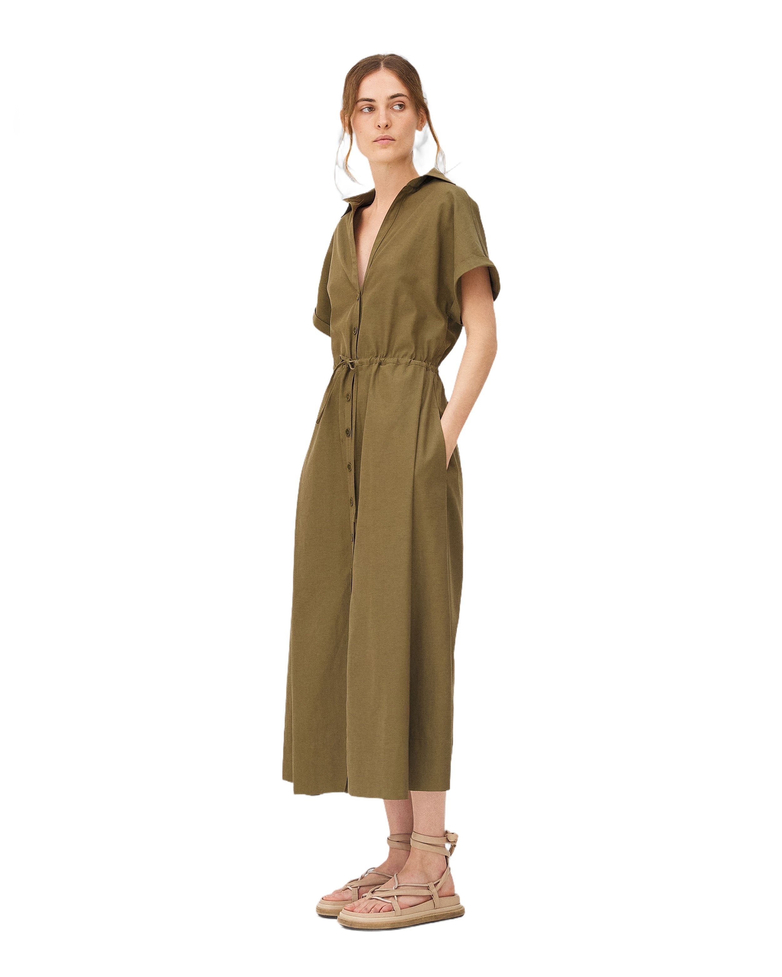 BRYNE KHAKI shirt dress Green