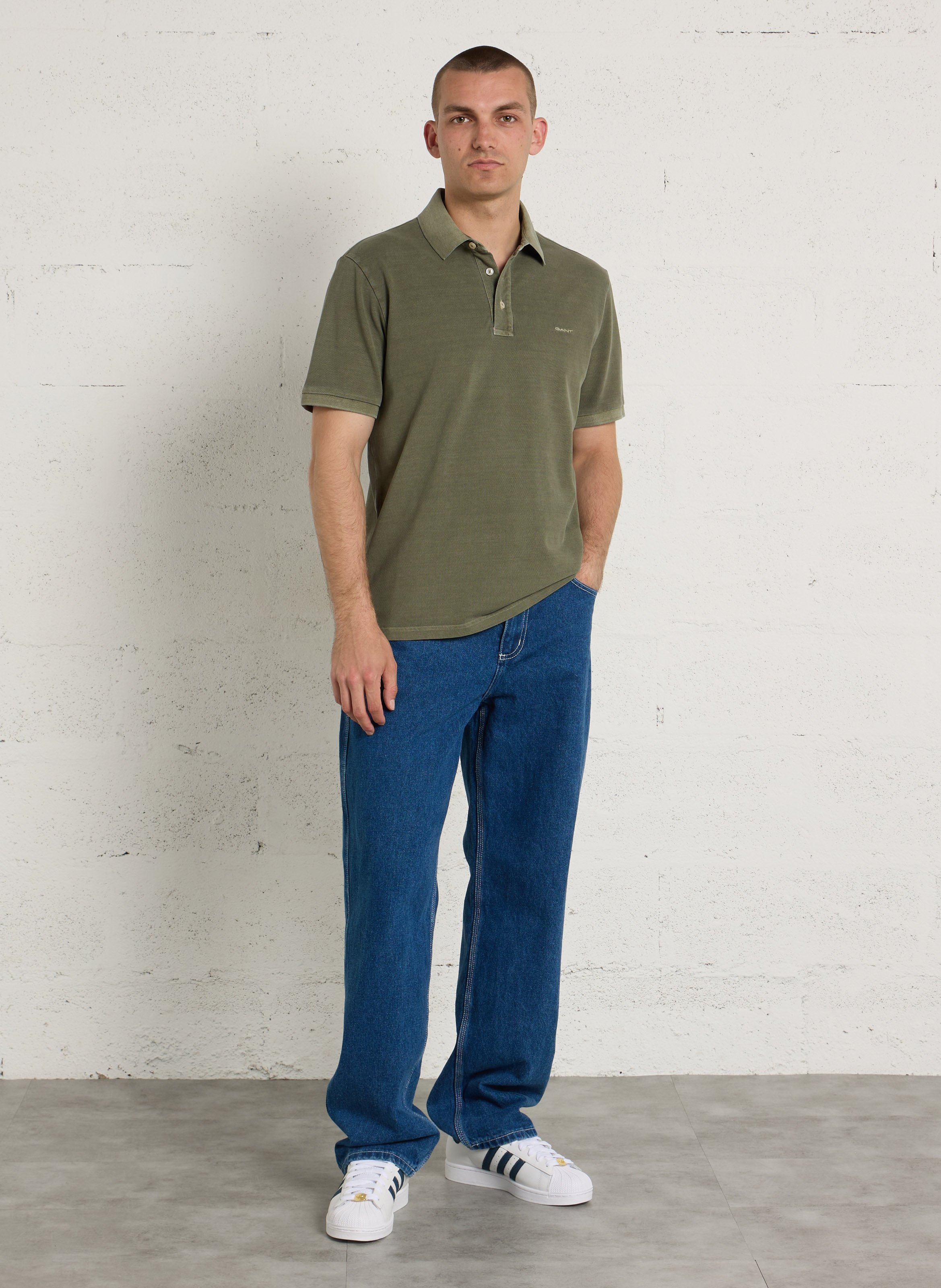 Straight cotton polo shirt GANT Green