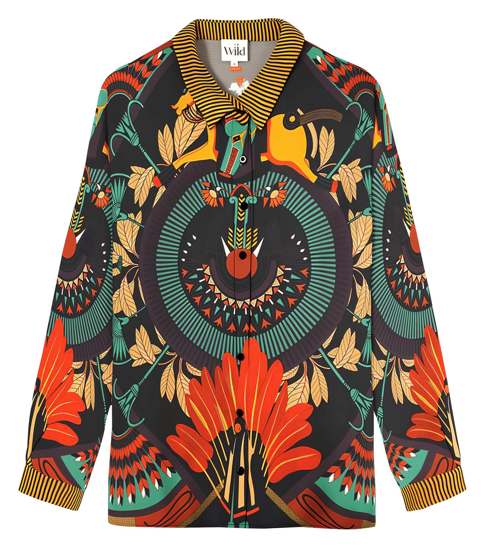Straight-cut printed shirt with classic collar WILD Black