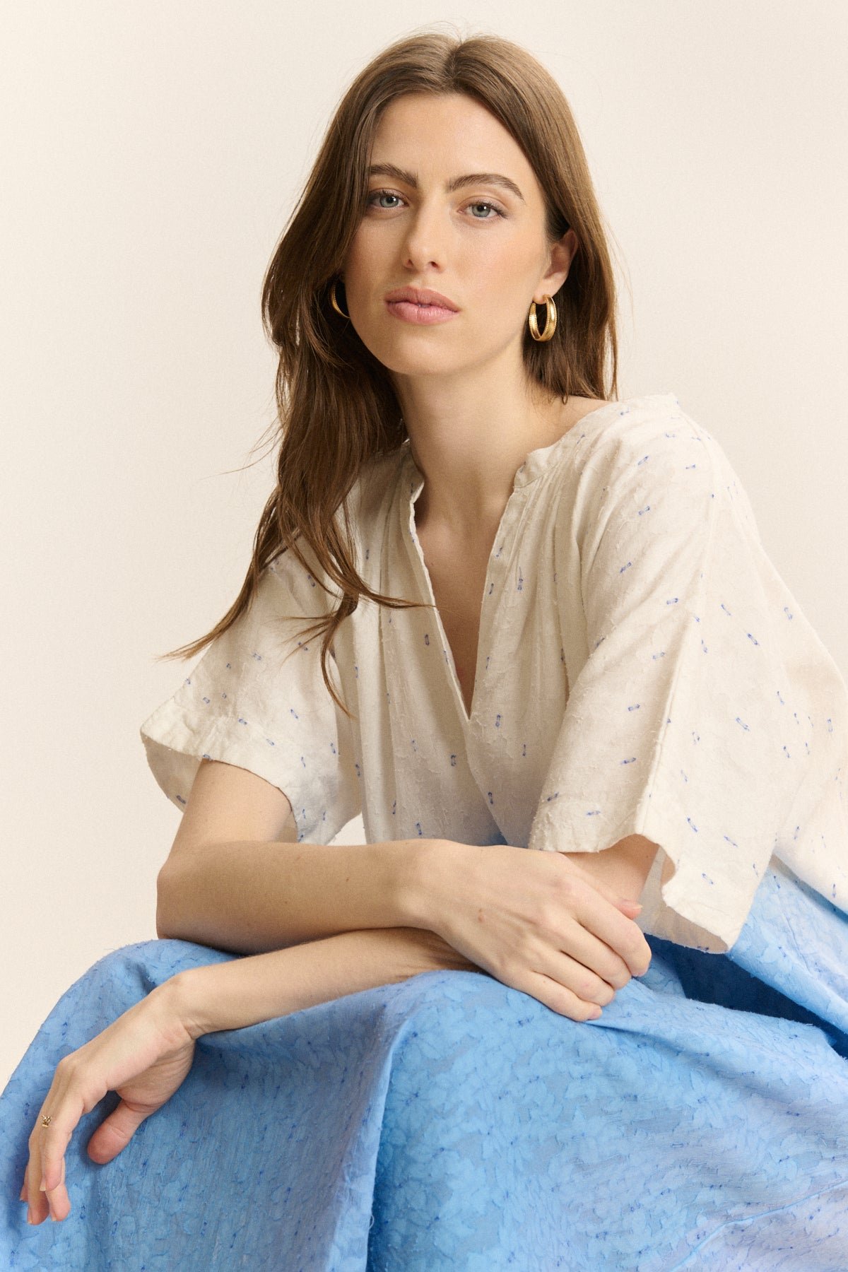 Robe midi manches courtes GARANCE PARIS Bleu