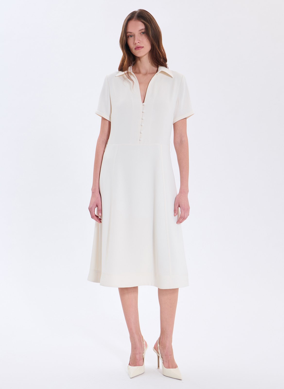 Kurzkleid mit V-Ausschnitt ZAPA Weiss