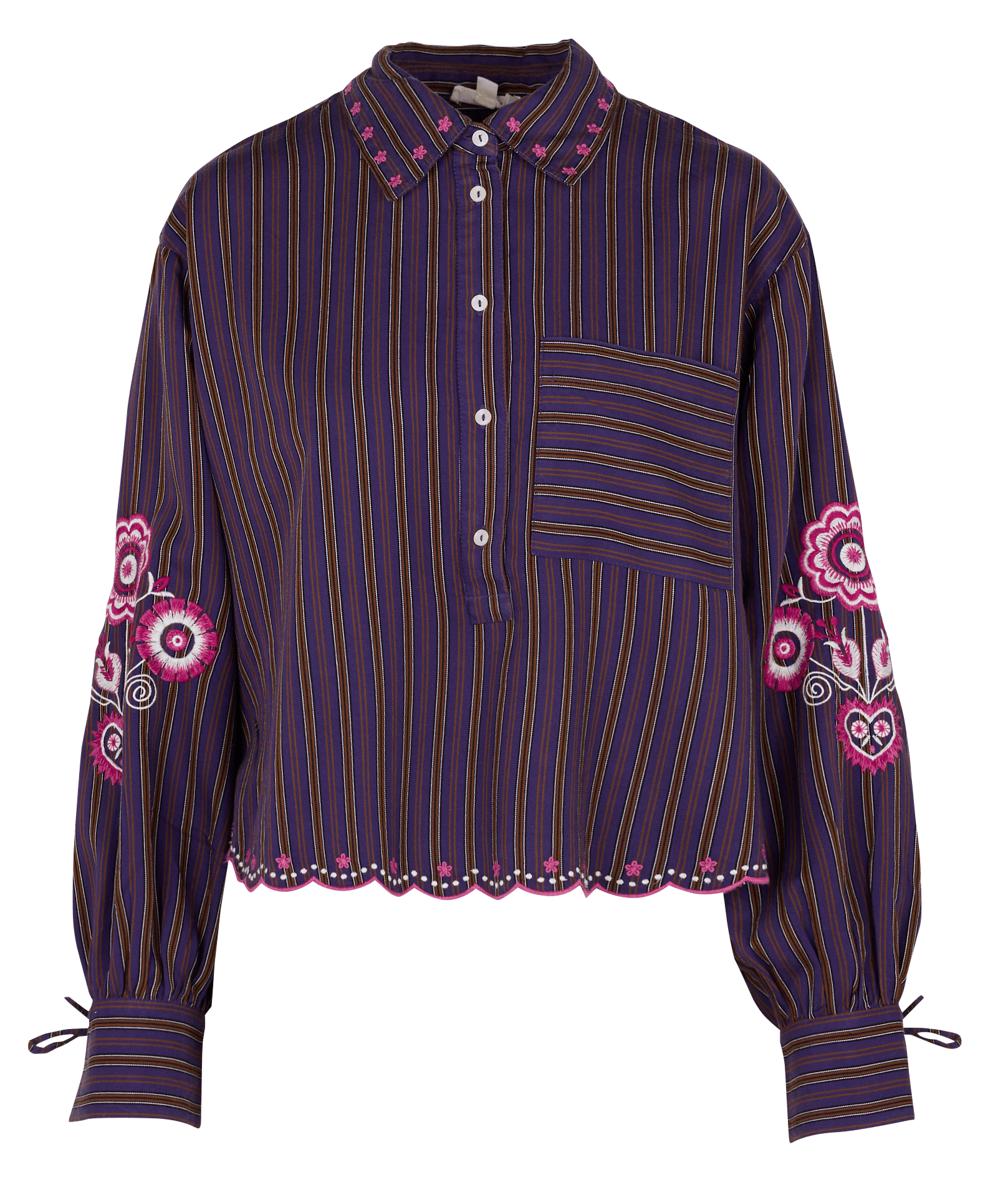 Oversize-Bluse mit klassischem Kragen und Print LOUISE MISHA Violett
