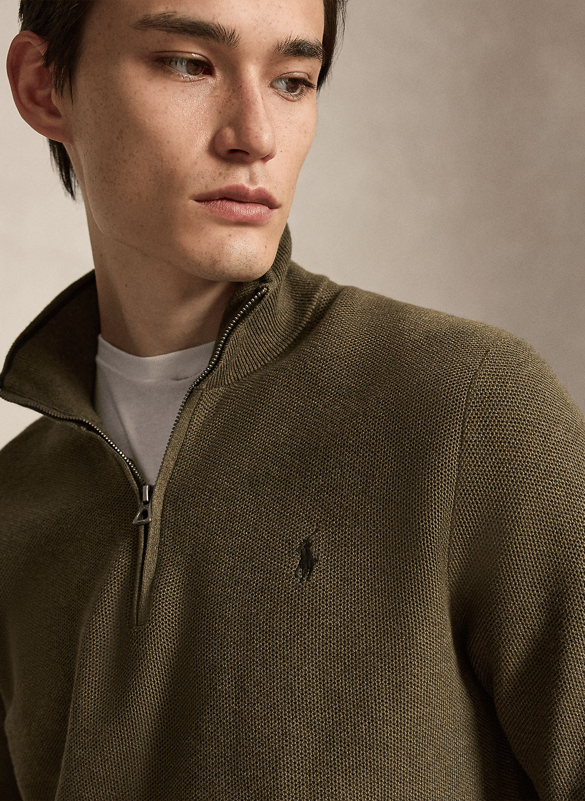 High-neck straight-cut cotton sweater POLO RALPH LAUREN Green