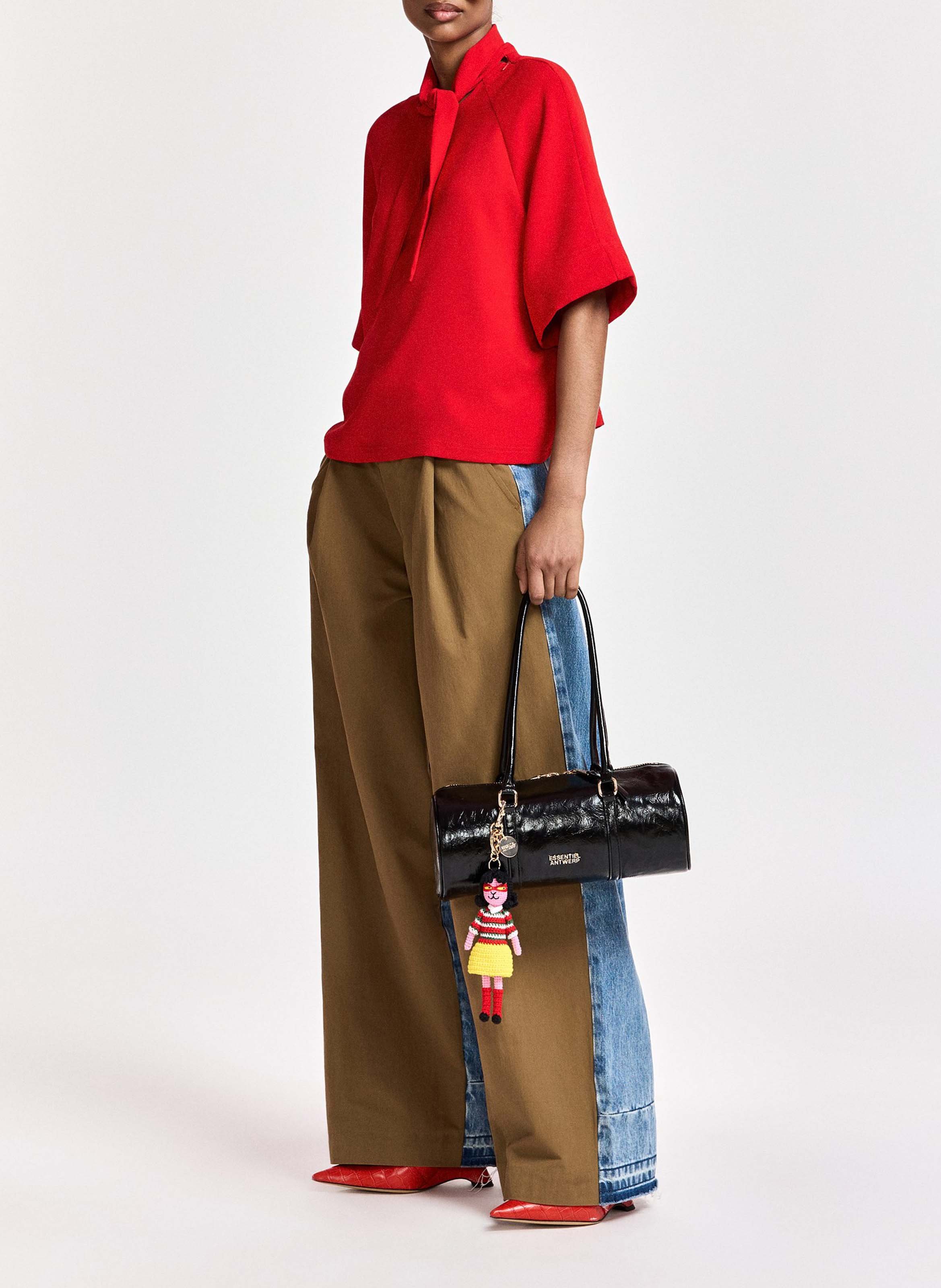 Gerader Top mit Schal-Kragen ESSENTIEL ANTWERP Rot