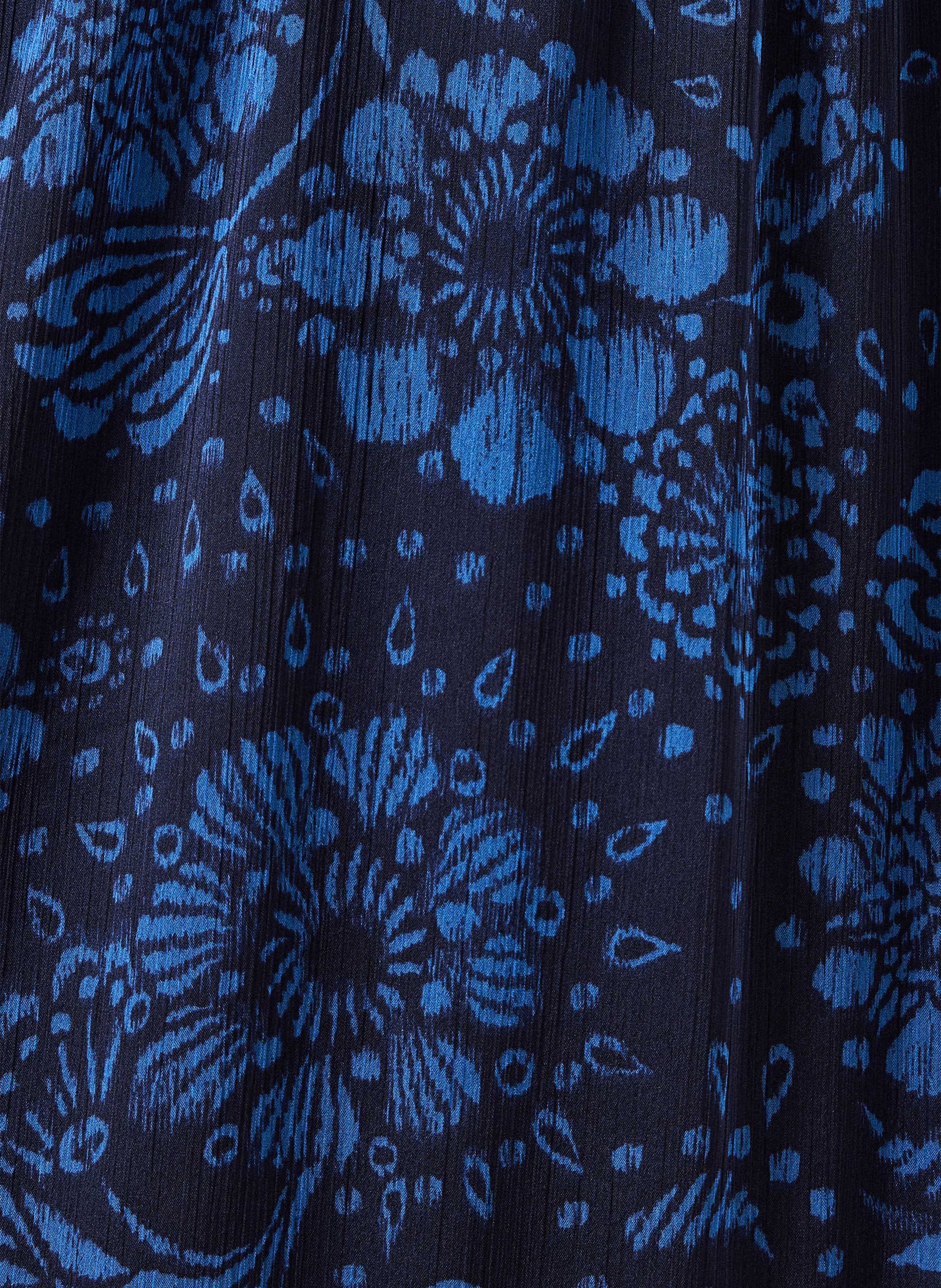 Weites langes Kleid aus bedrucktem Voile LA FEE MARABOUTEE Blau