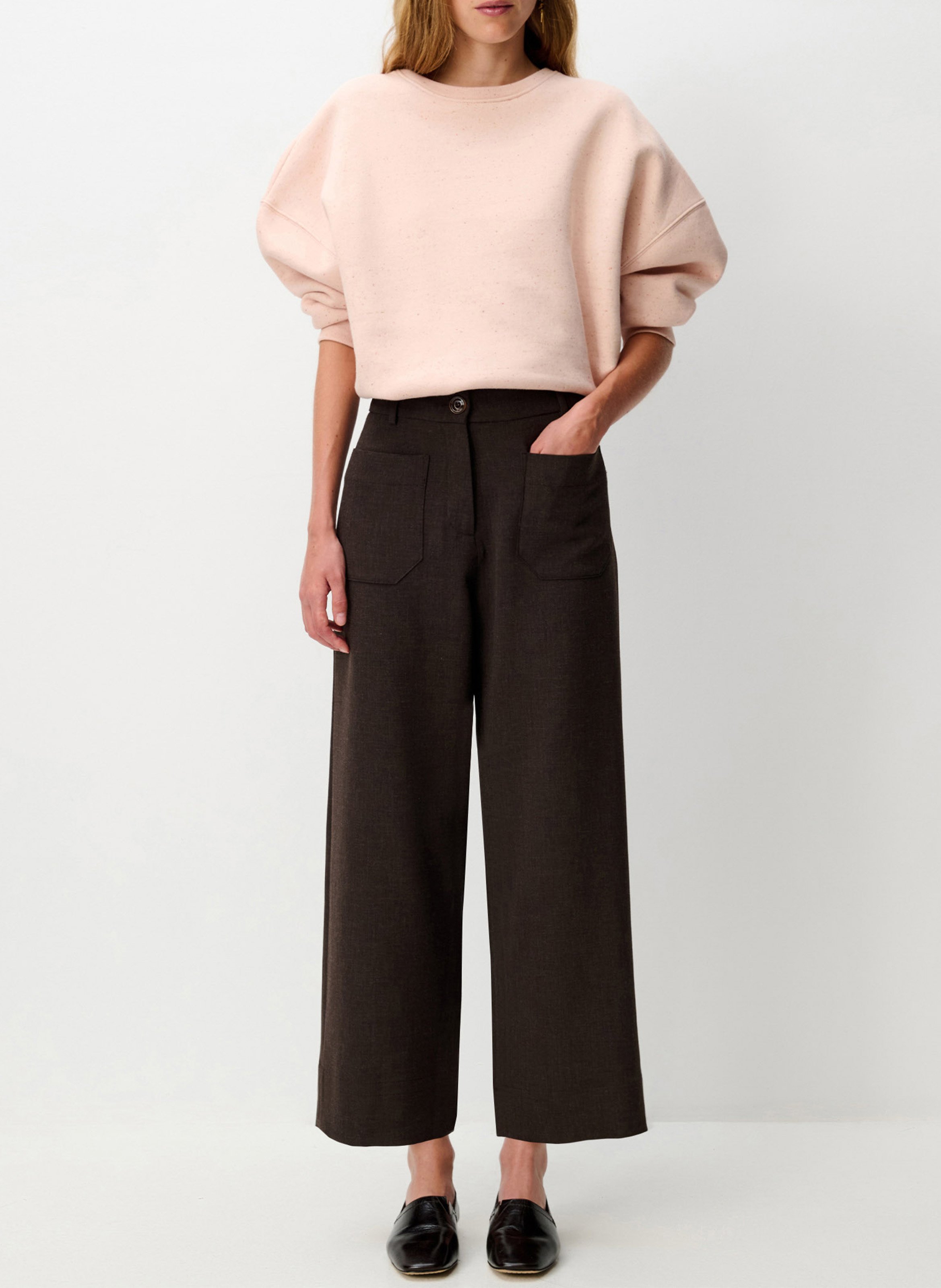 Pantalon droit à jambes raccourcies | Gris SESSUN Femme