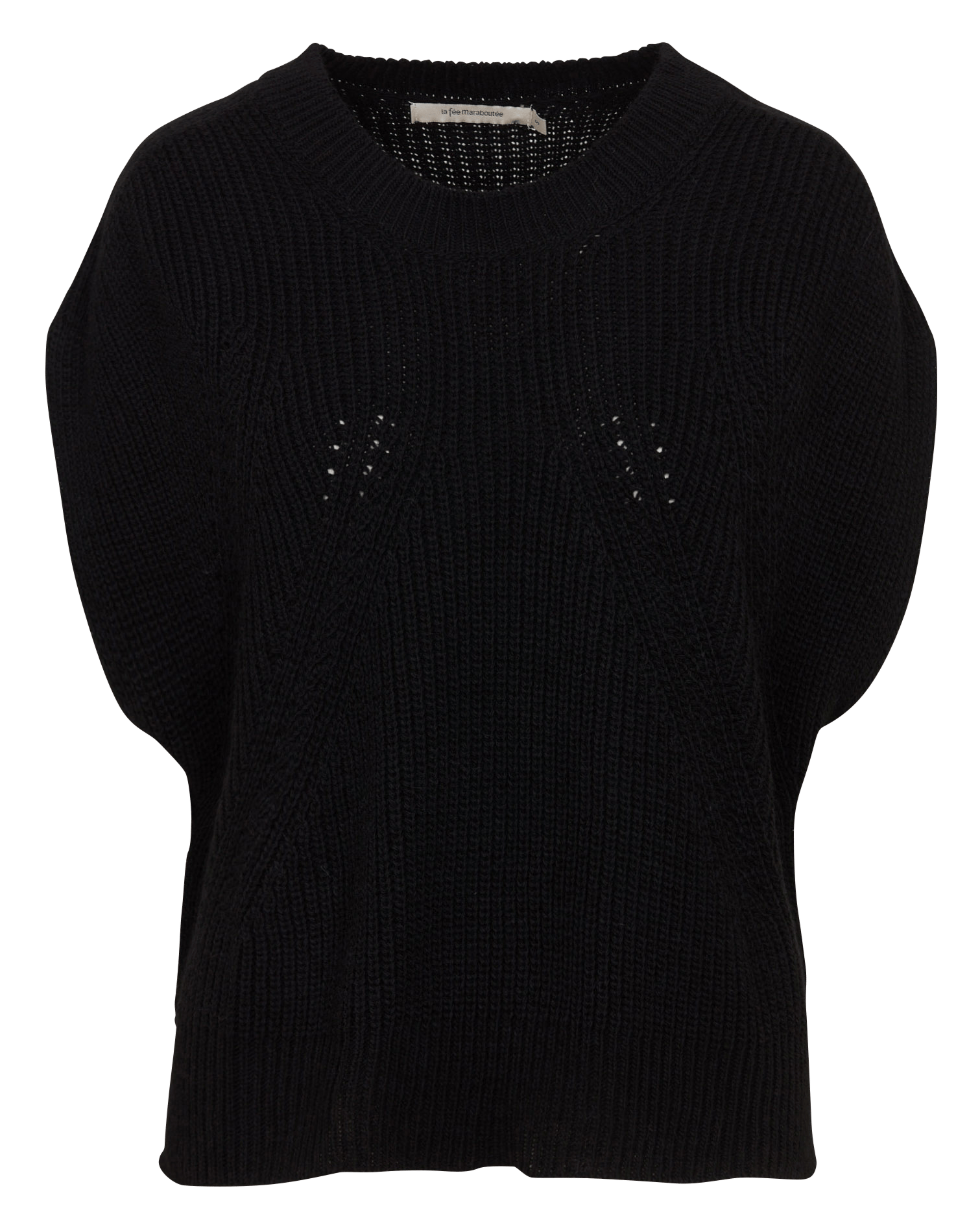 Weiter Pullover mit Bootsausschnitt aus Perlgewirken LA FEE MARABOUTEE Schwarz